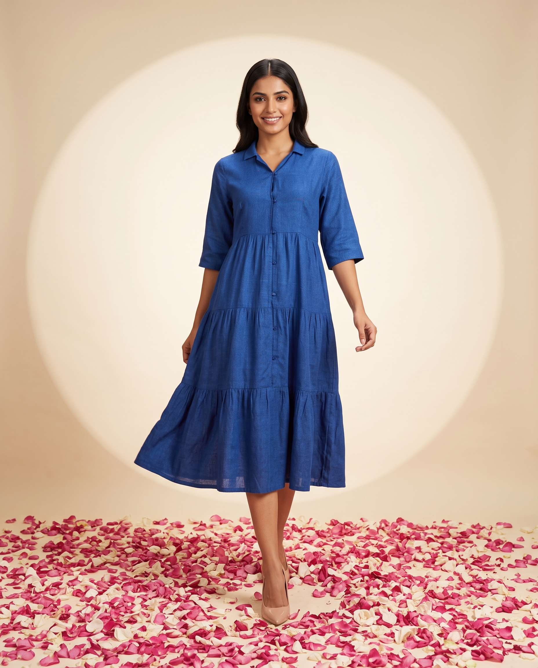 JBK LUXE BLUE LINEN DRESS