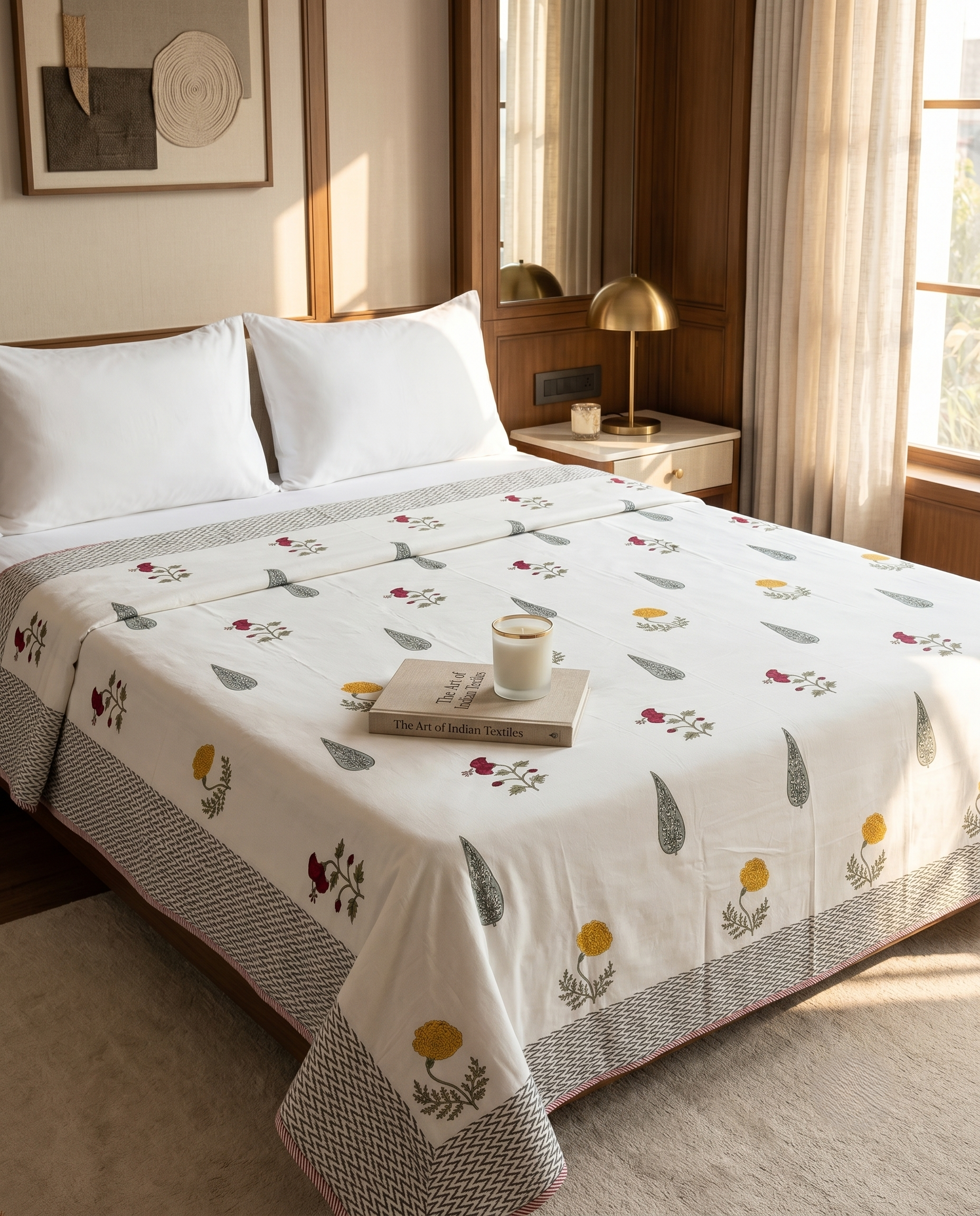 GARDEN MOTIF REVERSIBLE COTTON DOHAR