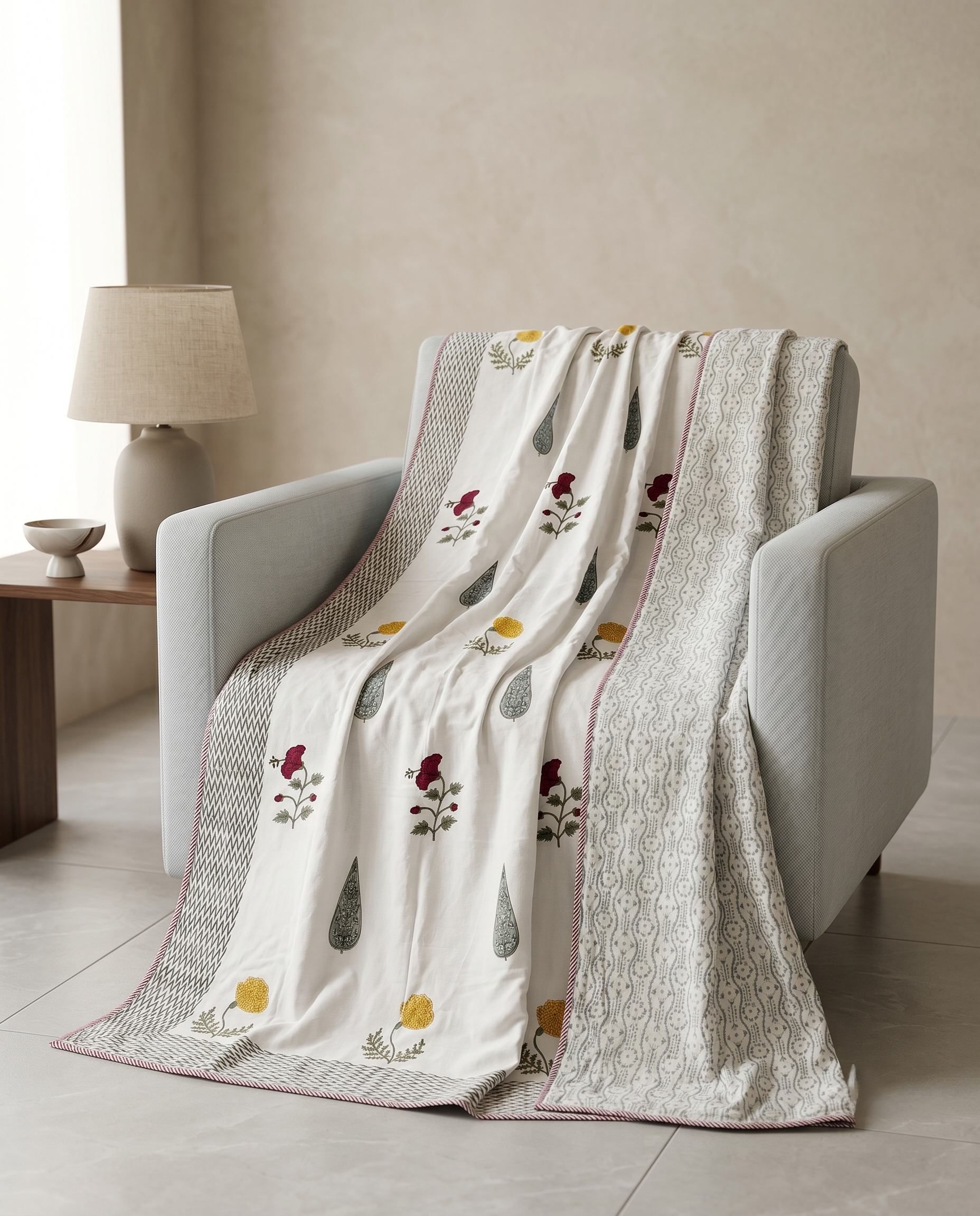 GARDEN MOTIF REVERSIBLE COTTON DOHAR