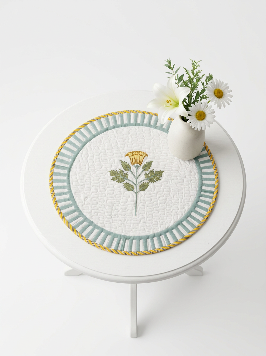 Quilted Royal Bloom Tapestry Round Mat