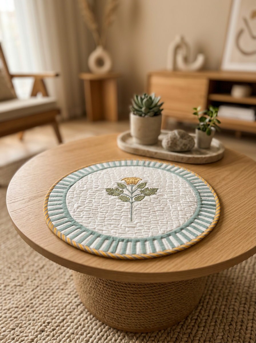Quilted Royal Bloom Tapestry Round Mat