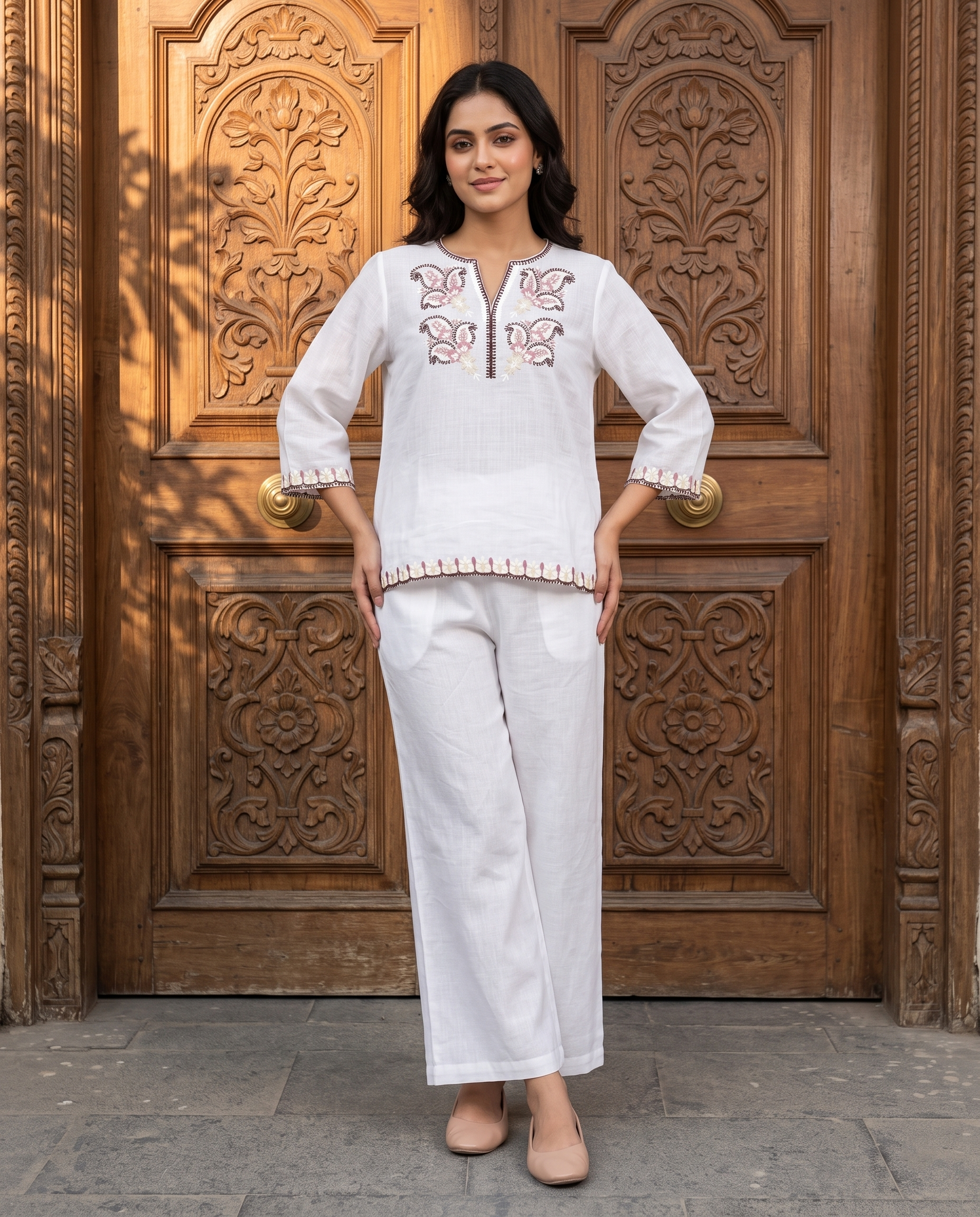 Bloom European Linen Top - Ivory White