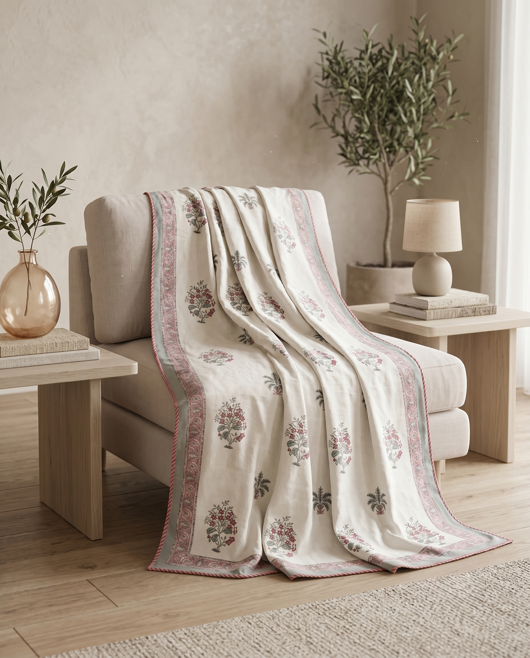 SOFT ROSE IVORY REVERSIBLE COTTON DOHAR