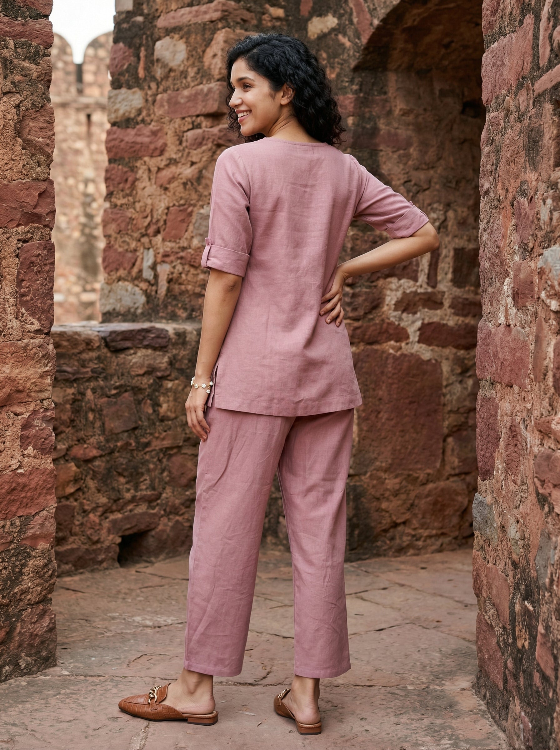 Solid Hues Mauve Linen Cordset