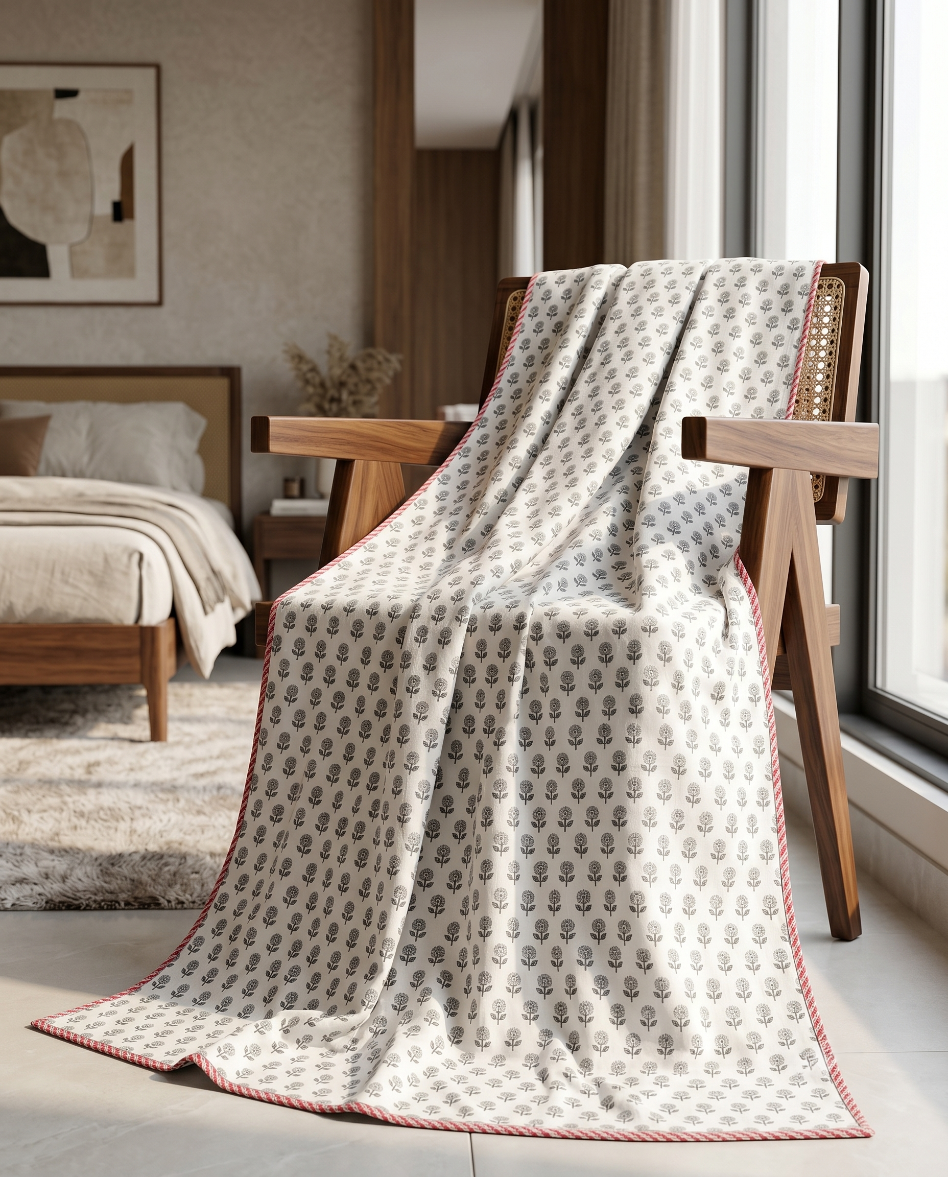 SOFT ROSE IVORY REVERSIBLE COTTON DOHAR