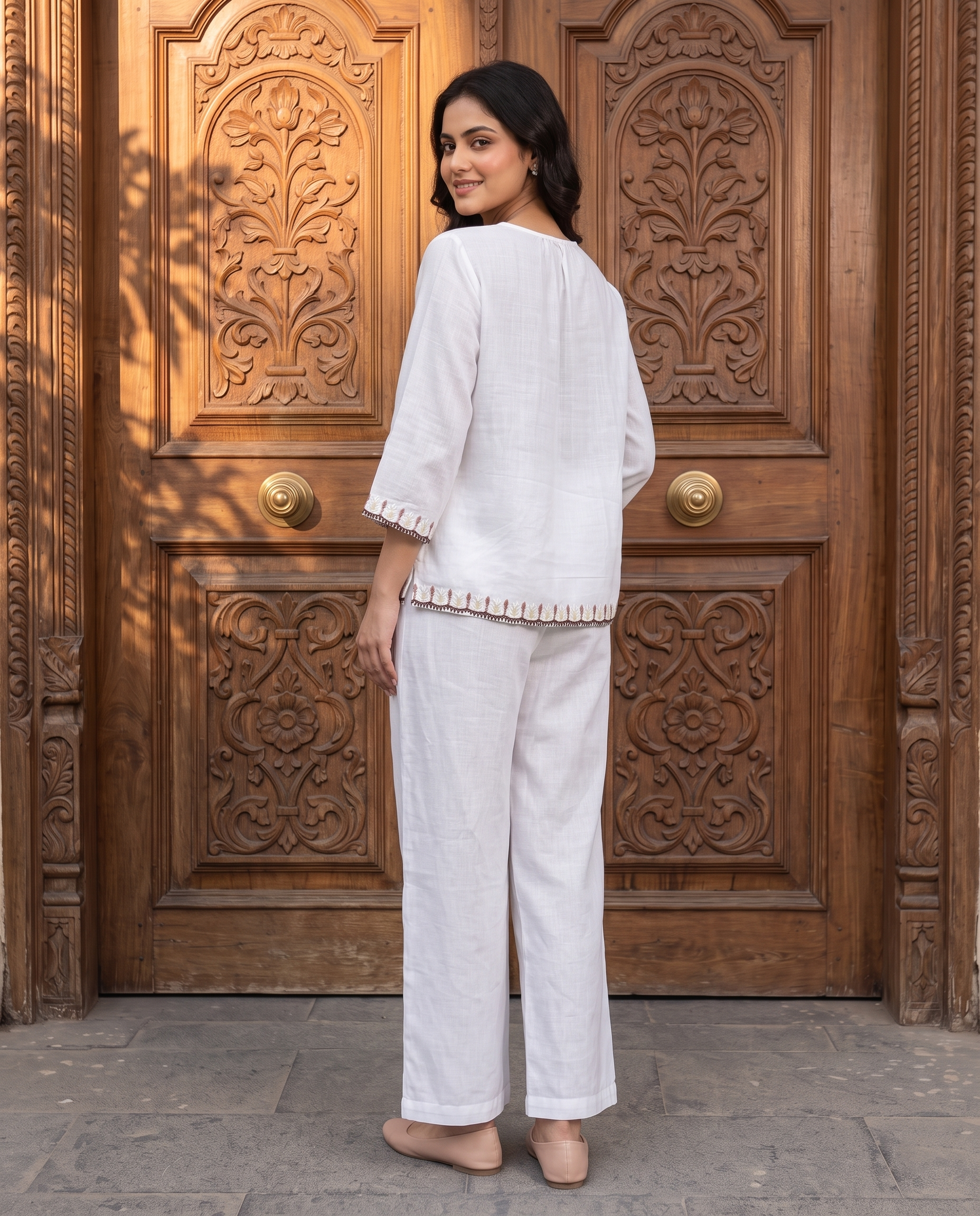 Bloom European Linen Top - Ivory White