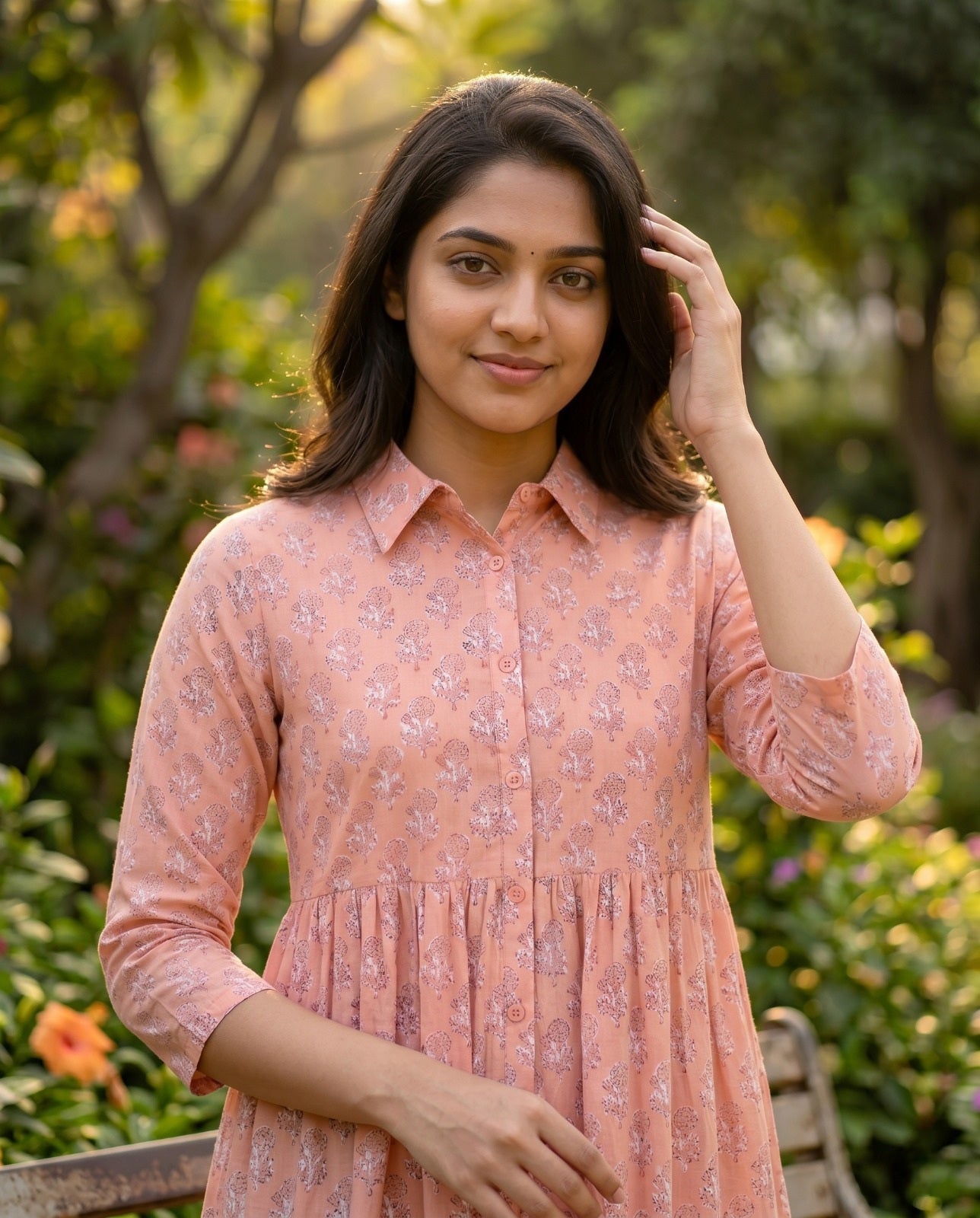 Flora Mul Tiered Dress ( HANDBLOCK )