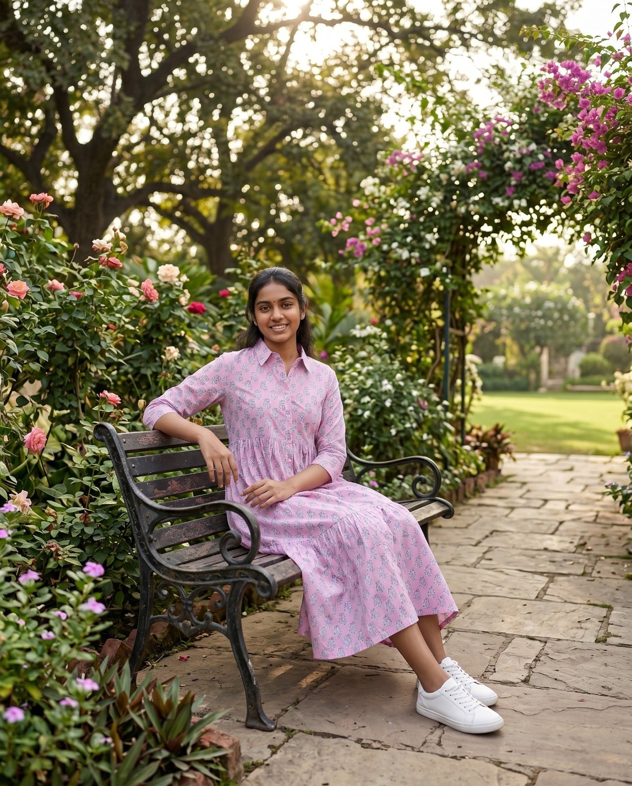 Flora Mul Tiered Dress ( HANDBLOCK )