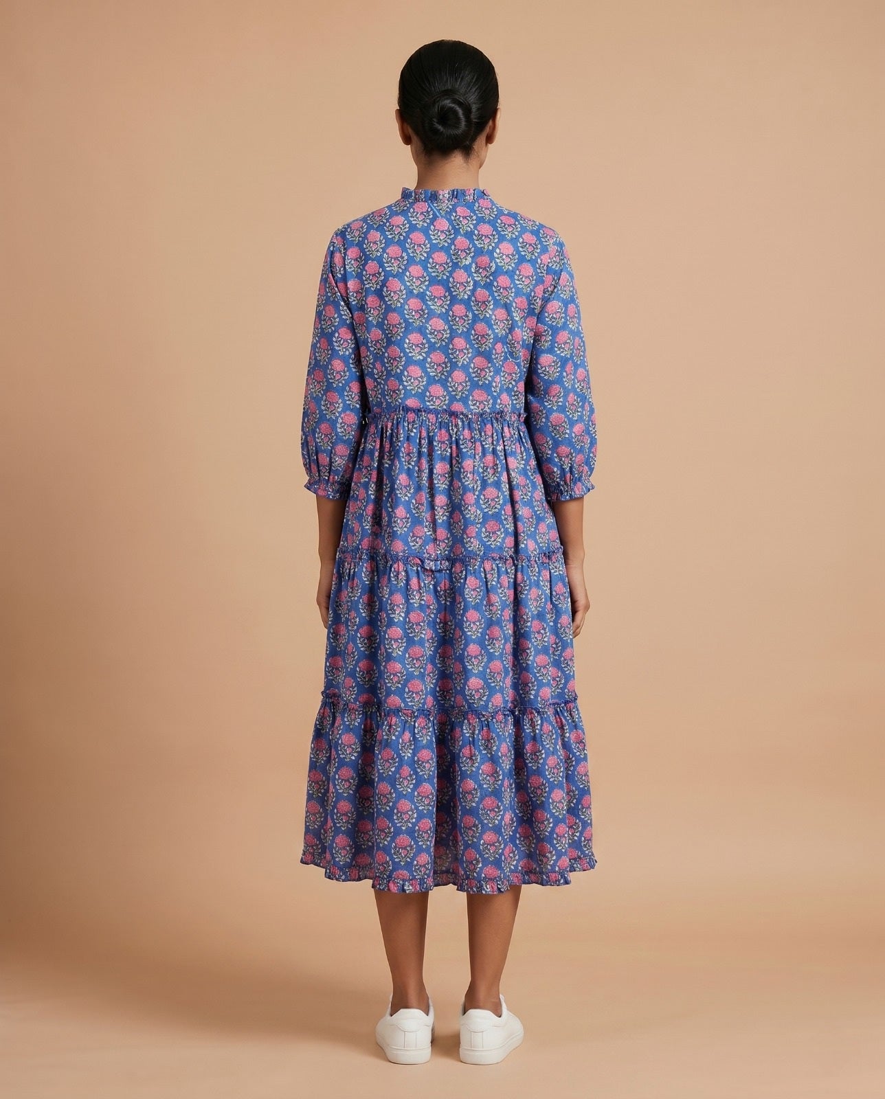 The Royal Bloom Tiered Dress ( HANDBLOCK)