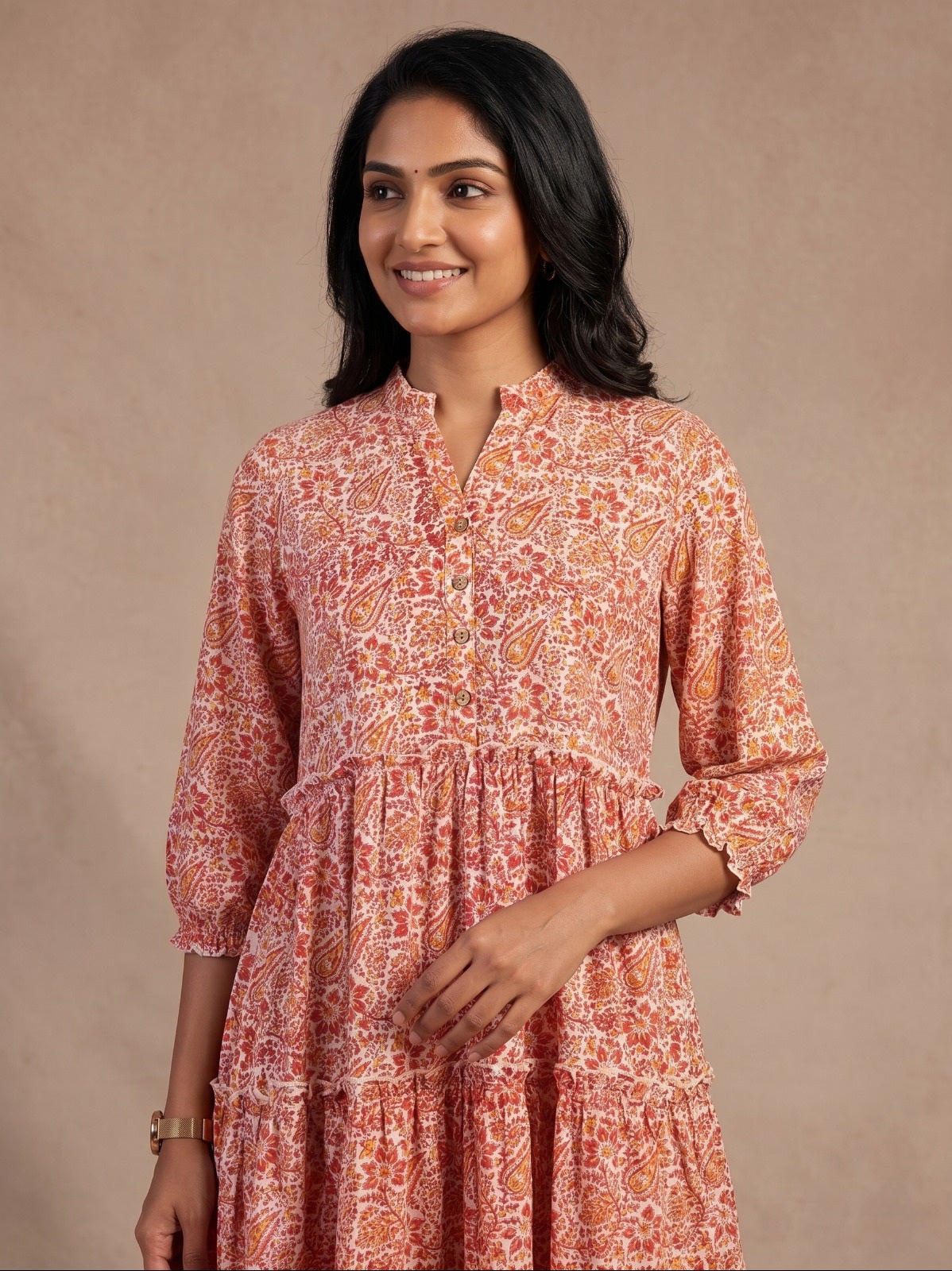 The Royal Bloom Tiered Dress ( HANDBLOCK)