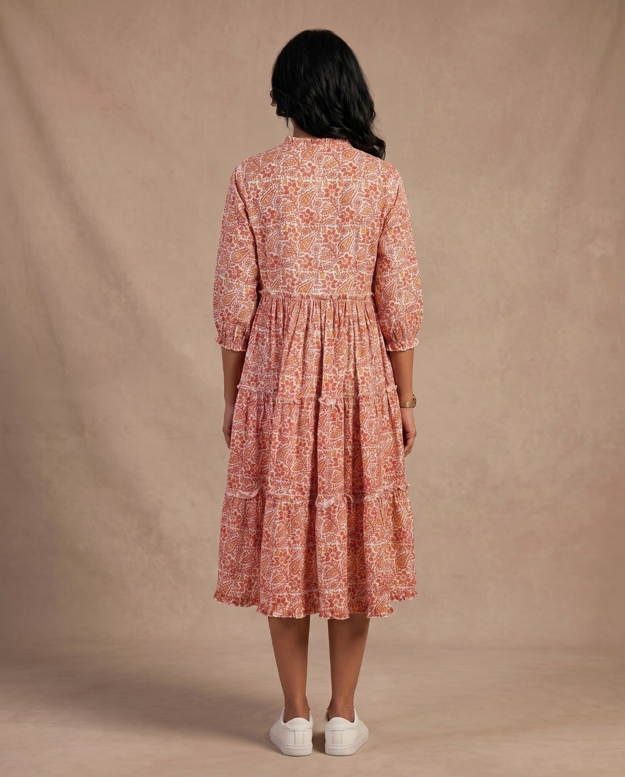 The Royal Bloom Tiered Dress ( HANDBLOCK)