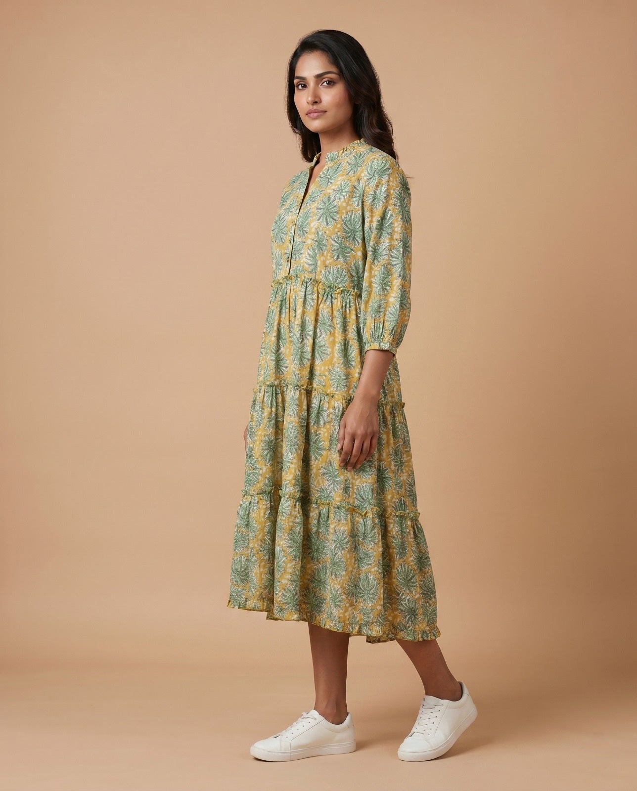 The Royal Bloom Tiered Dress ( HANDBLOCK)