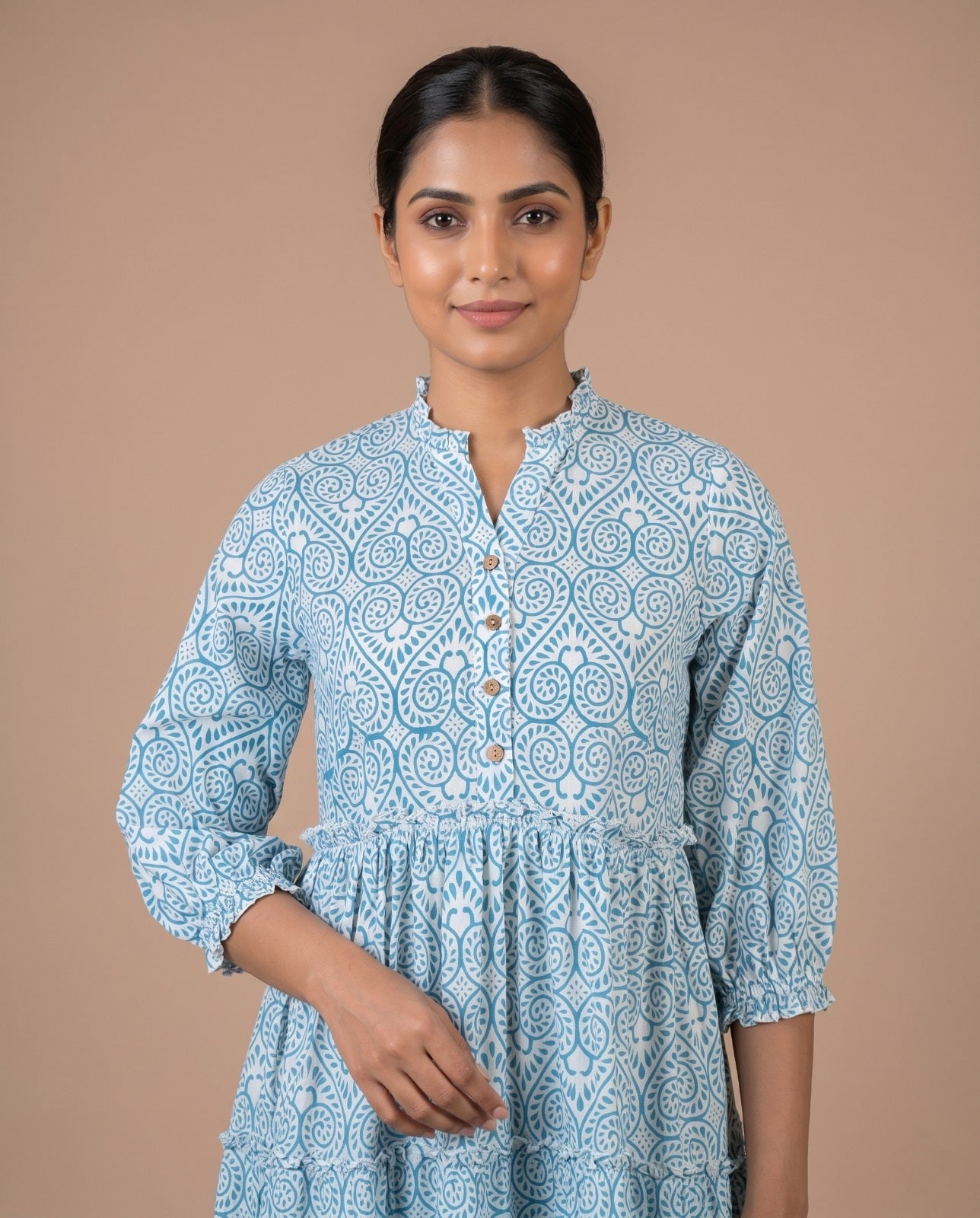The Royal Bloom Tiered Dress ( HANDBLOCK)