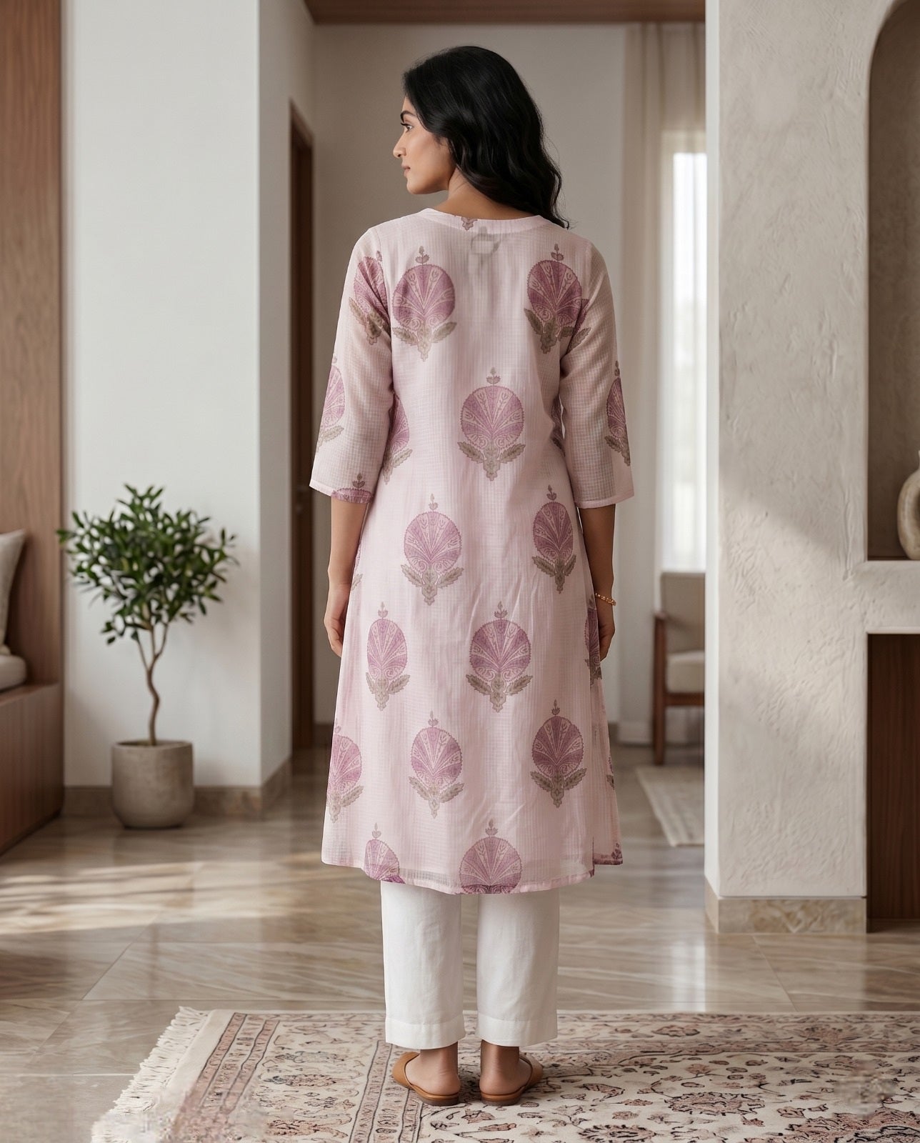 Kota Doria Pintex Dress ( HANDBLOCK)