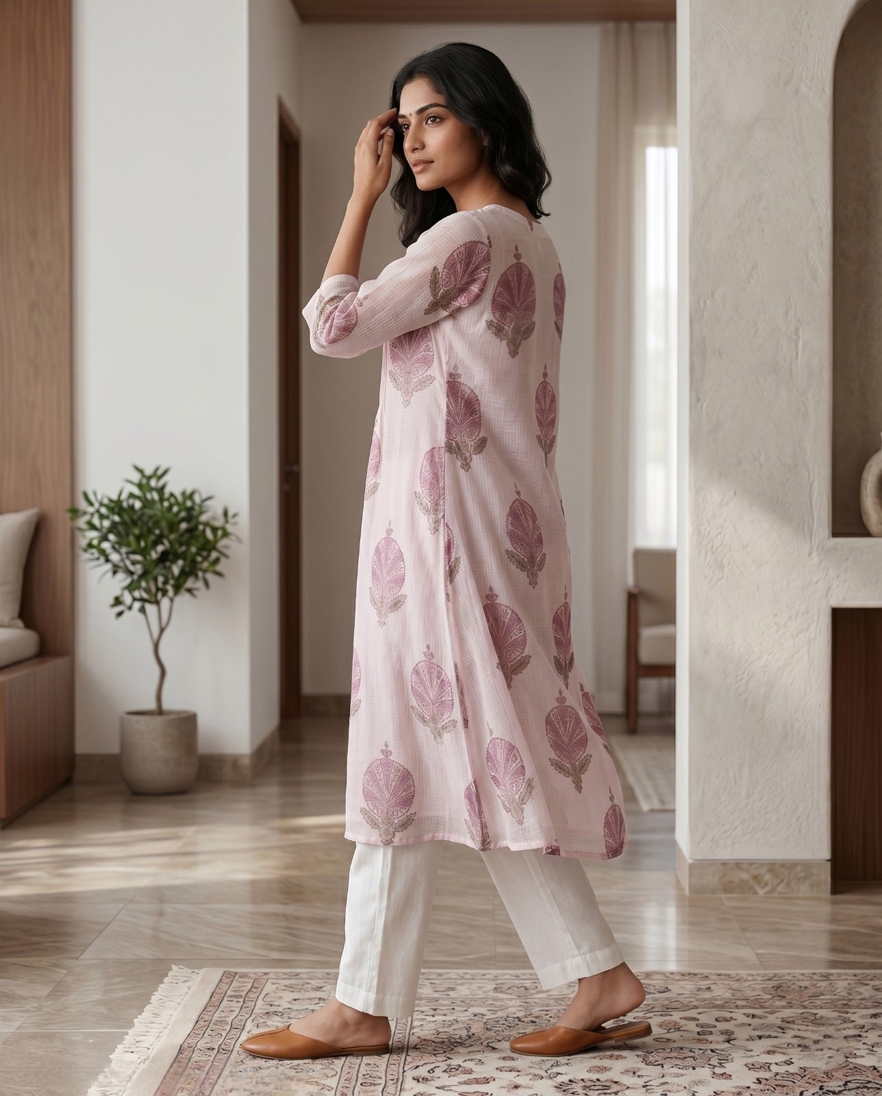 Kota Doria Pintex Dress ( HANDBLOCK)