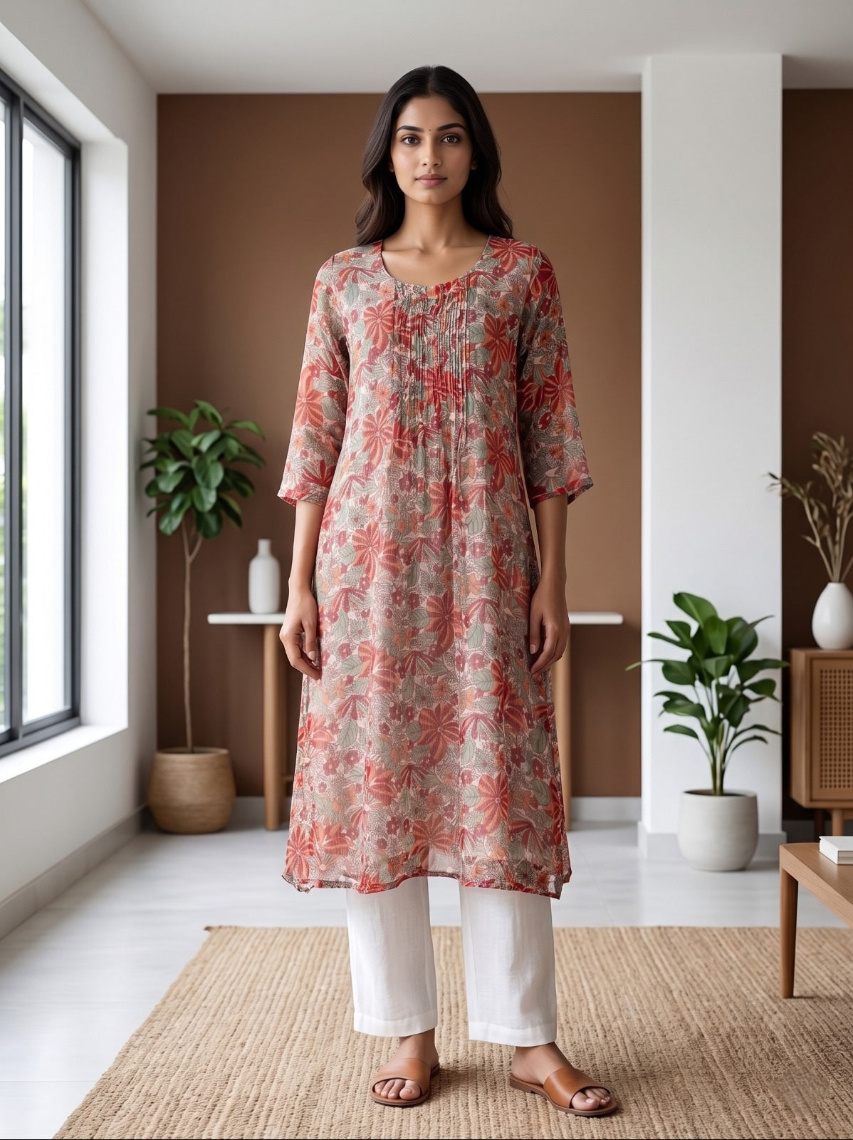 Kota Doria Pintex Dress ( HANDBLOCK)
