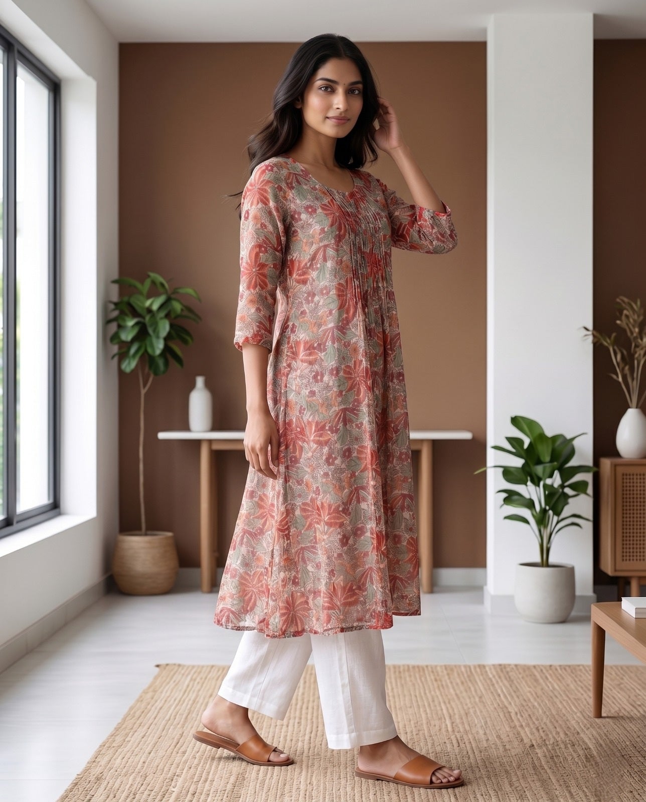 Kota Doria Pintex Dress ( HANDBLOCK)