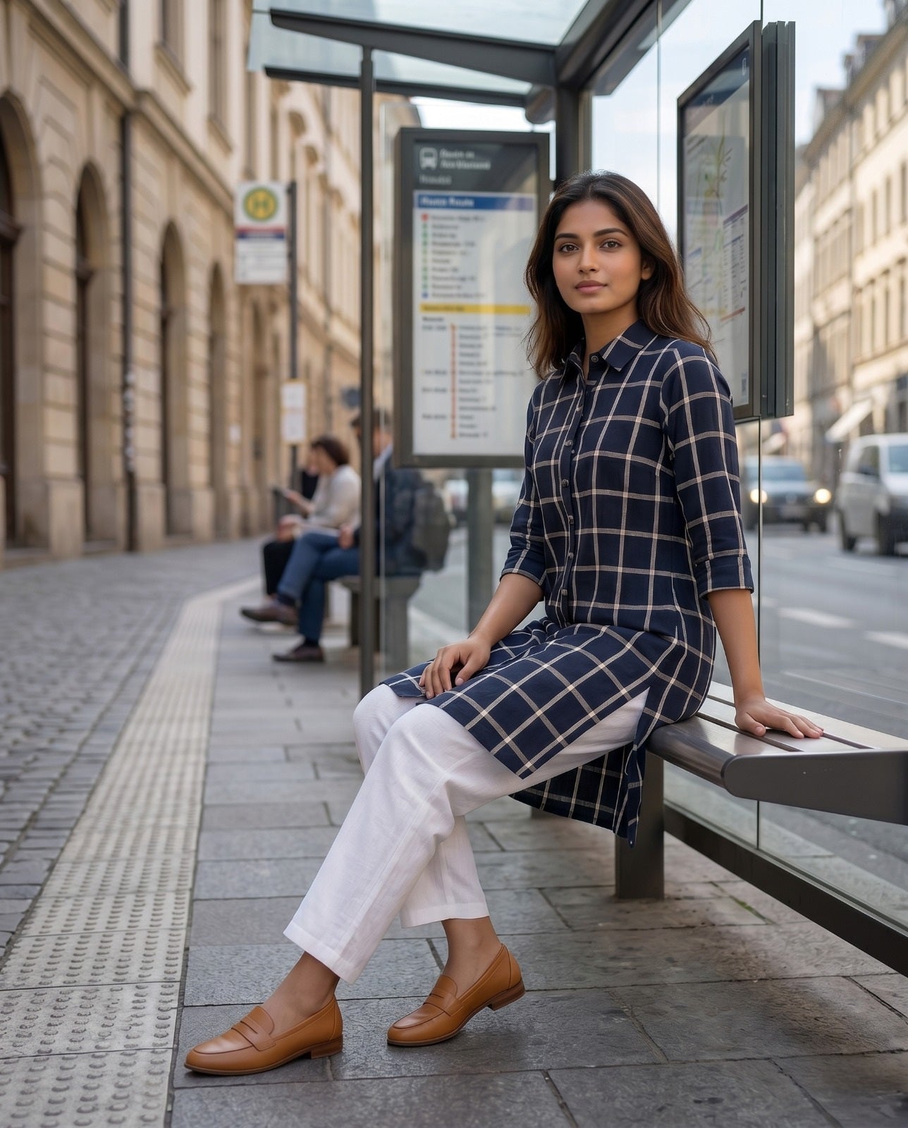 CITY WALK CHECK TUNIC (COTTON LINEN)