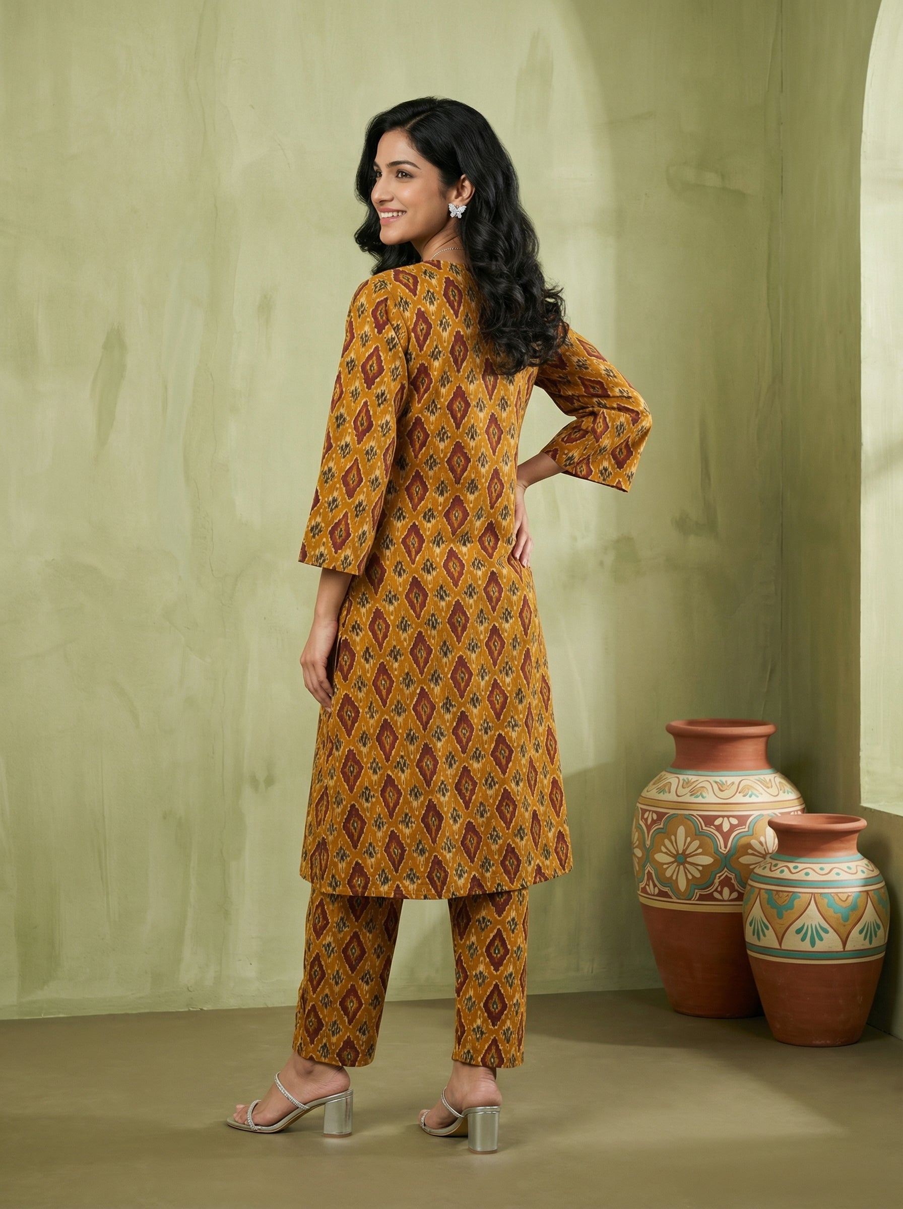 Sequence & Coin Fusion Cotton Mustard Yellow KP Set