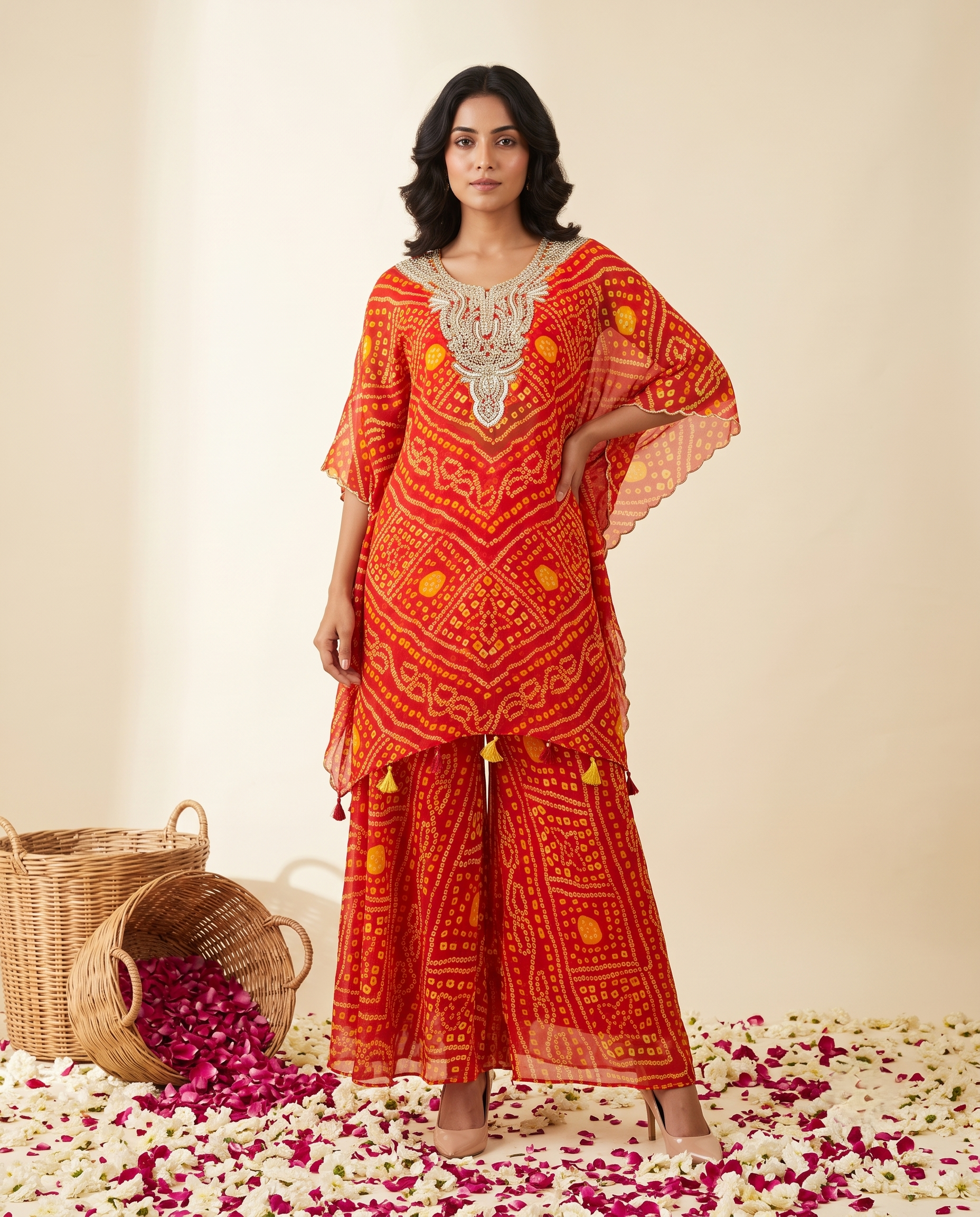GULNAAR ORANGE CHIFFON SET