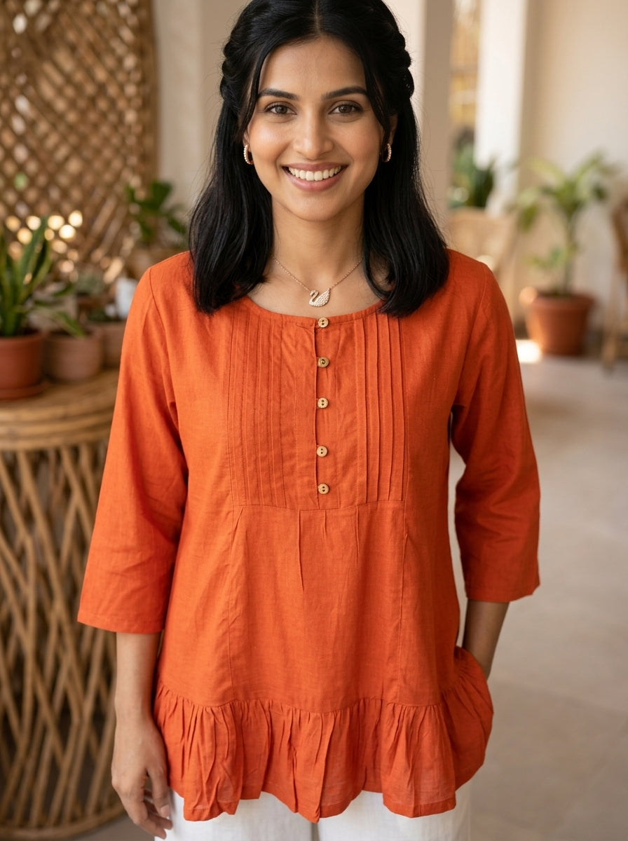 THE LINEAR WAVE RUST COTTON TOP