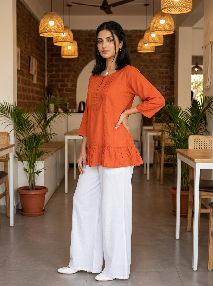 THE LINEAR WAVE RUST COTTON TOP