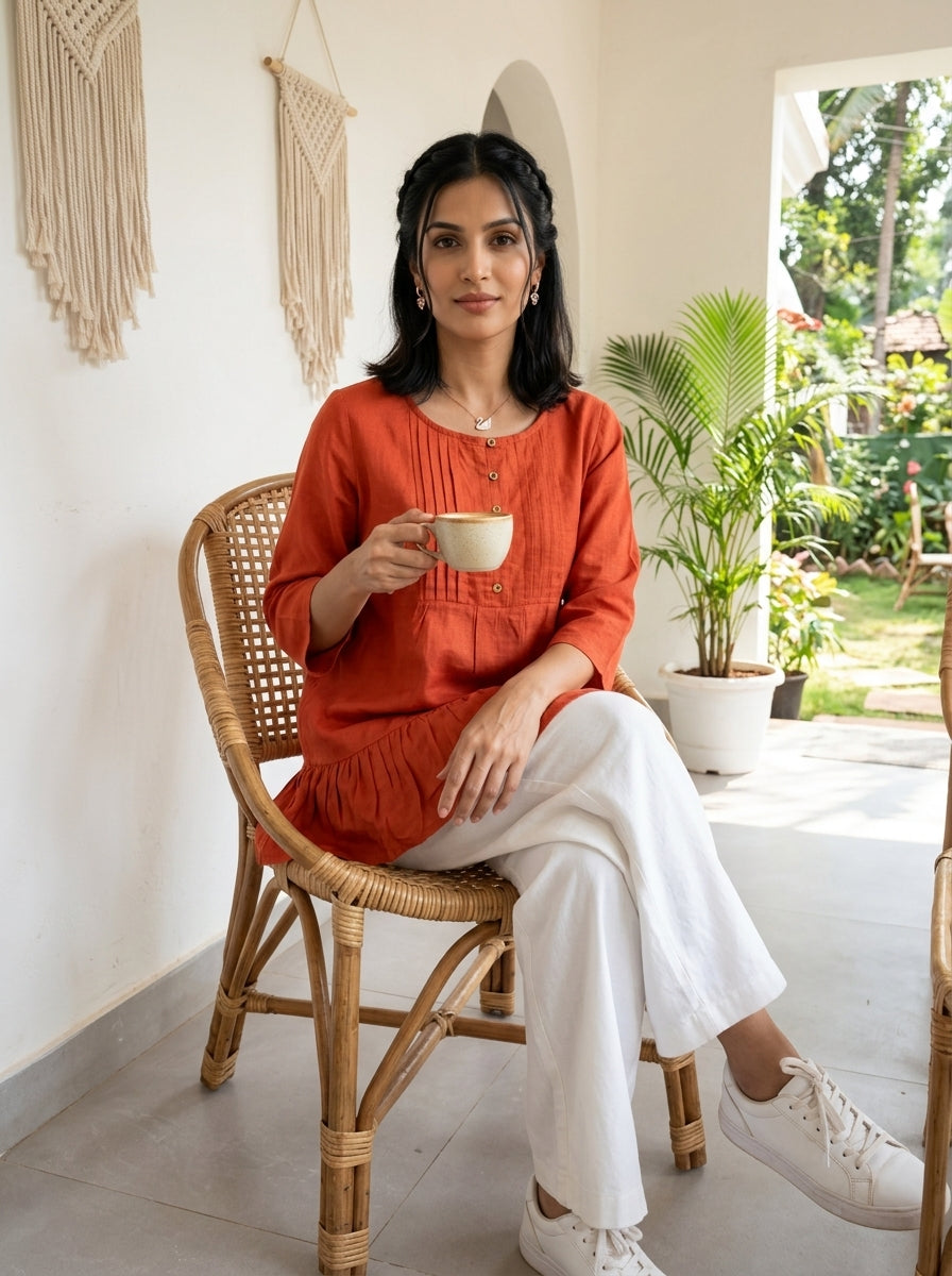 THE LINEAR WAVE RUST COTTON TOP