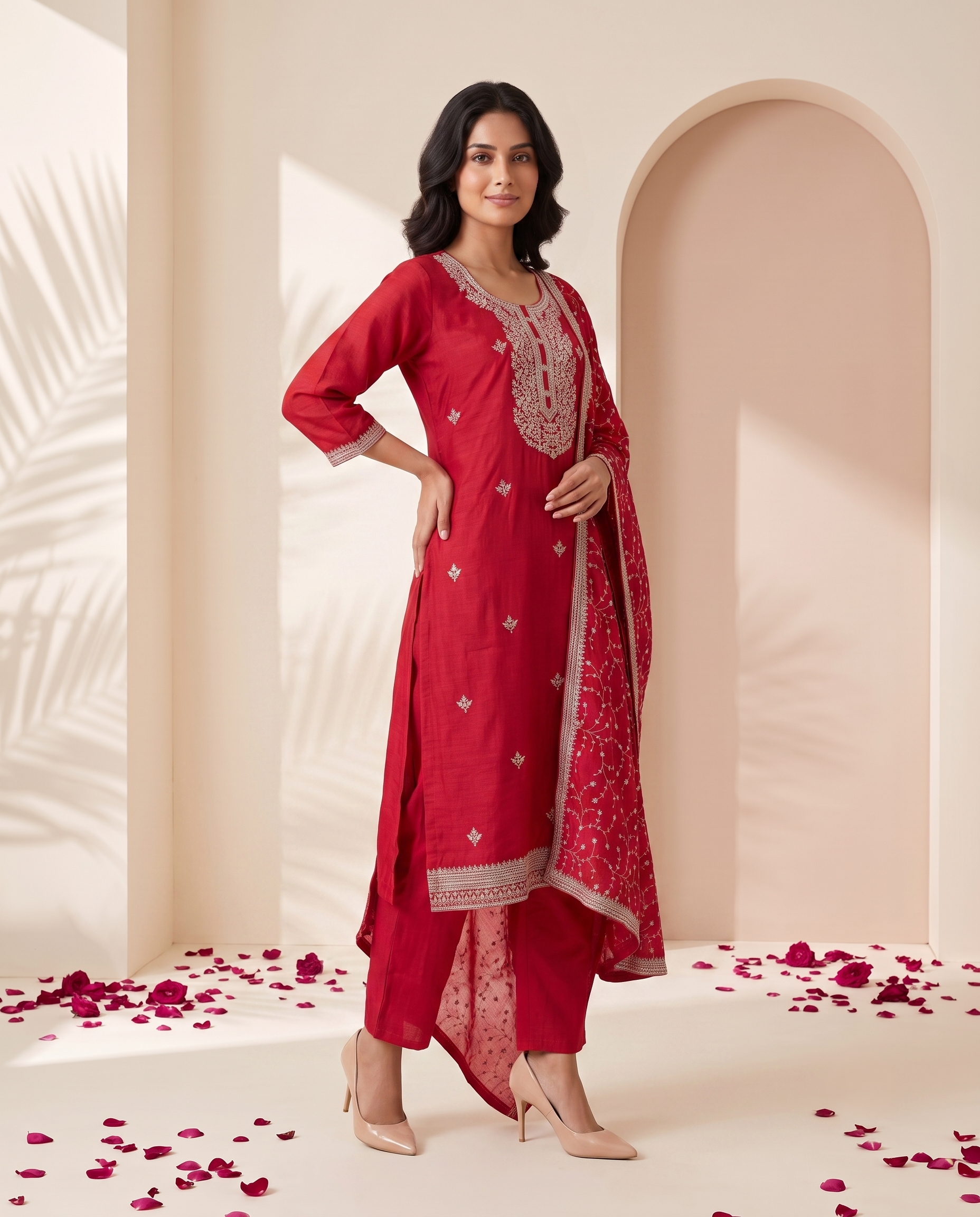 SOFT SILK KURTA PANT DUPATTA SET