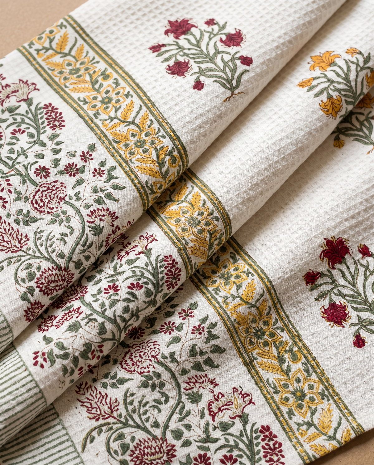 BLOOM HERITAGE HAND BLOCK WAFFLE BATH TOWEL SET