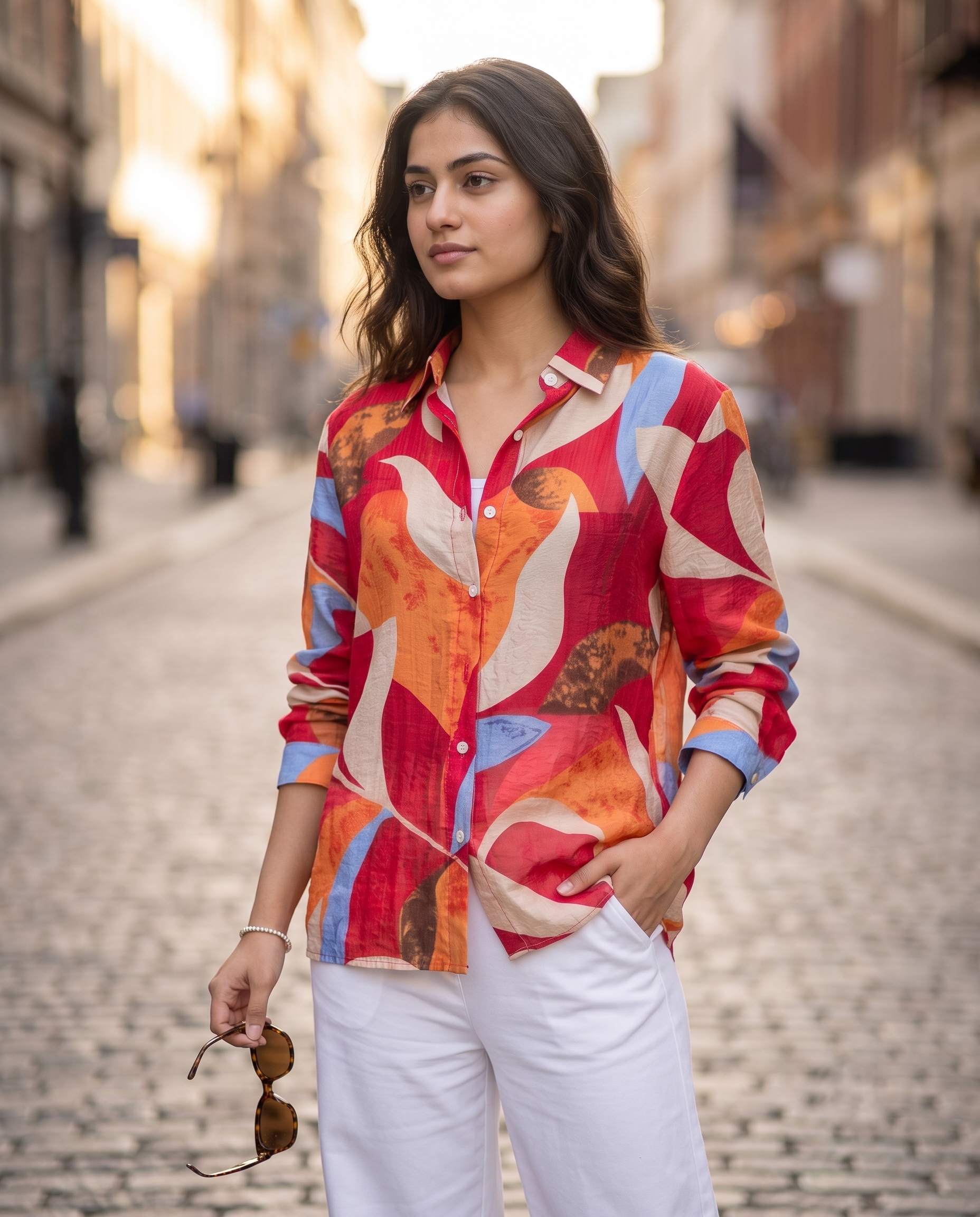 Bamboo Silk 150 GM Abstract Print Shirt