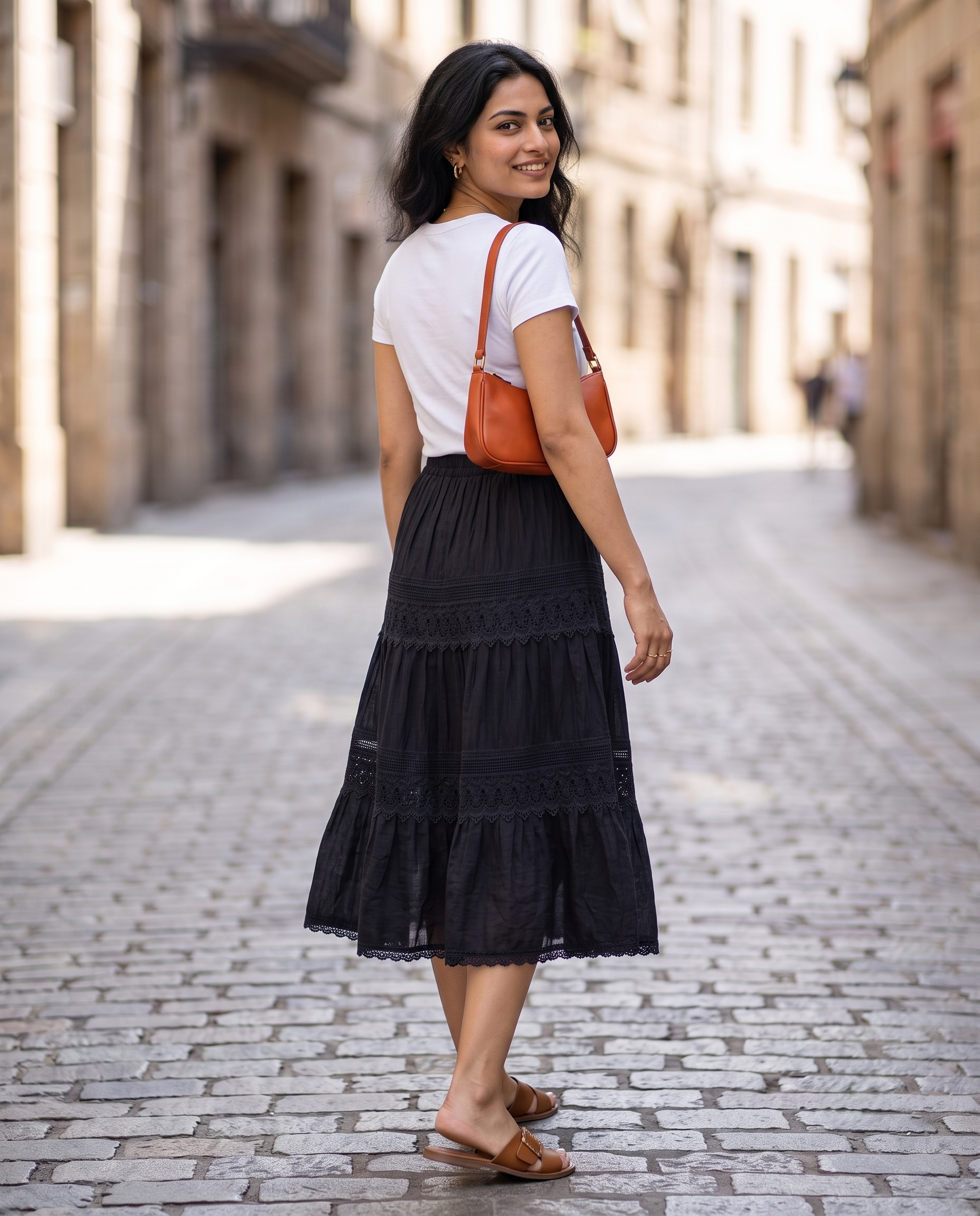 Seraphina Lace Midi Skirt – Classic Black