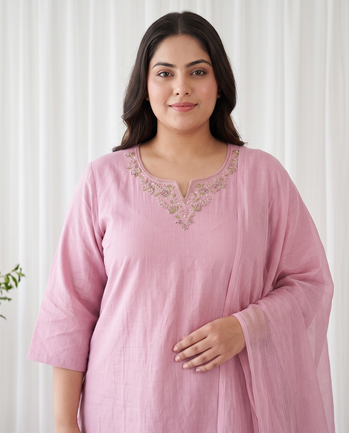 NOORAYA EMBROIDERED 3 PC SET - PINK