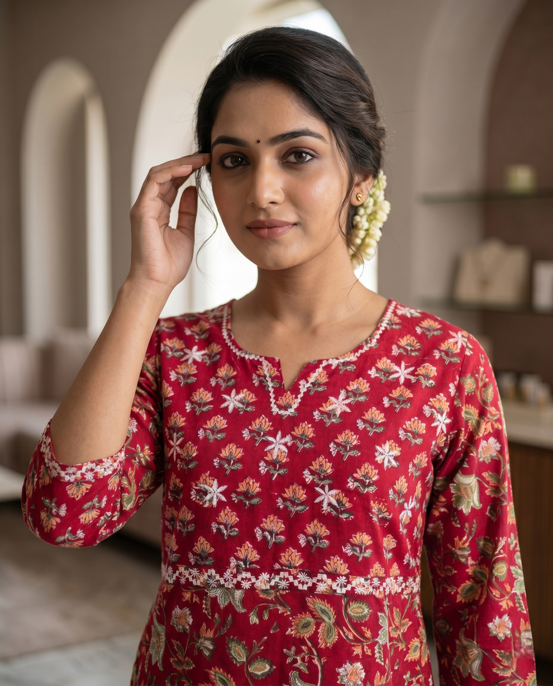 GOLDEN GRACE EMBROIDERY KURTA PANT SET - HANDBLOCK