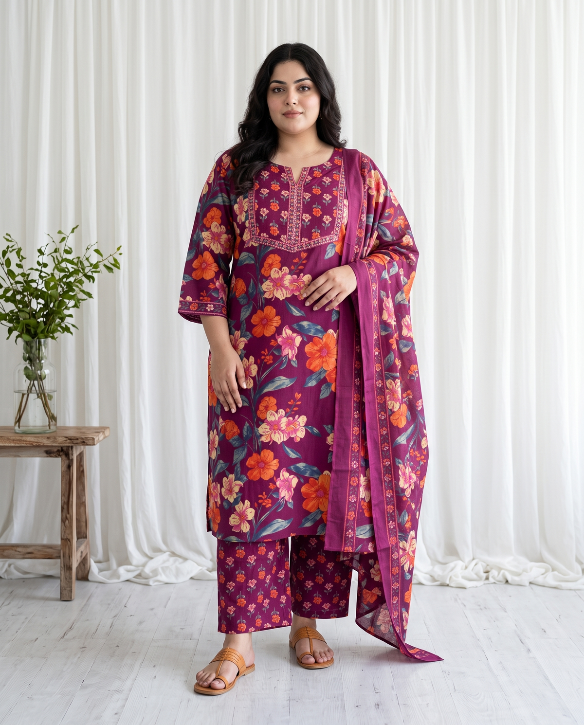AANYA BLOOM 3 PC SET - PLUM