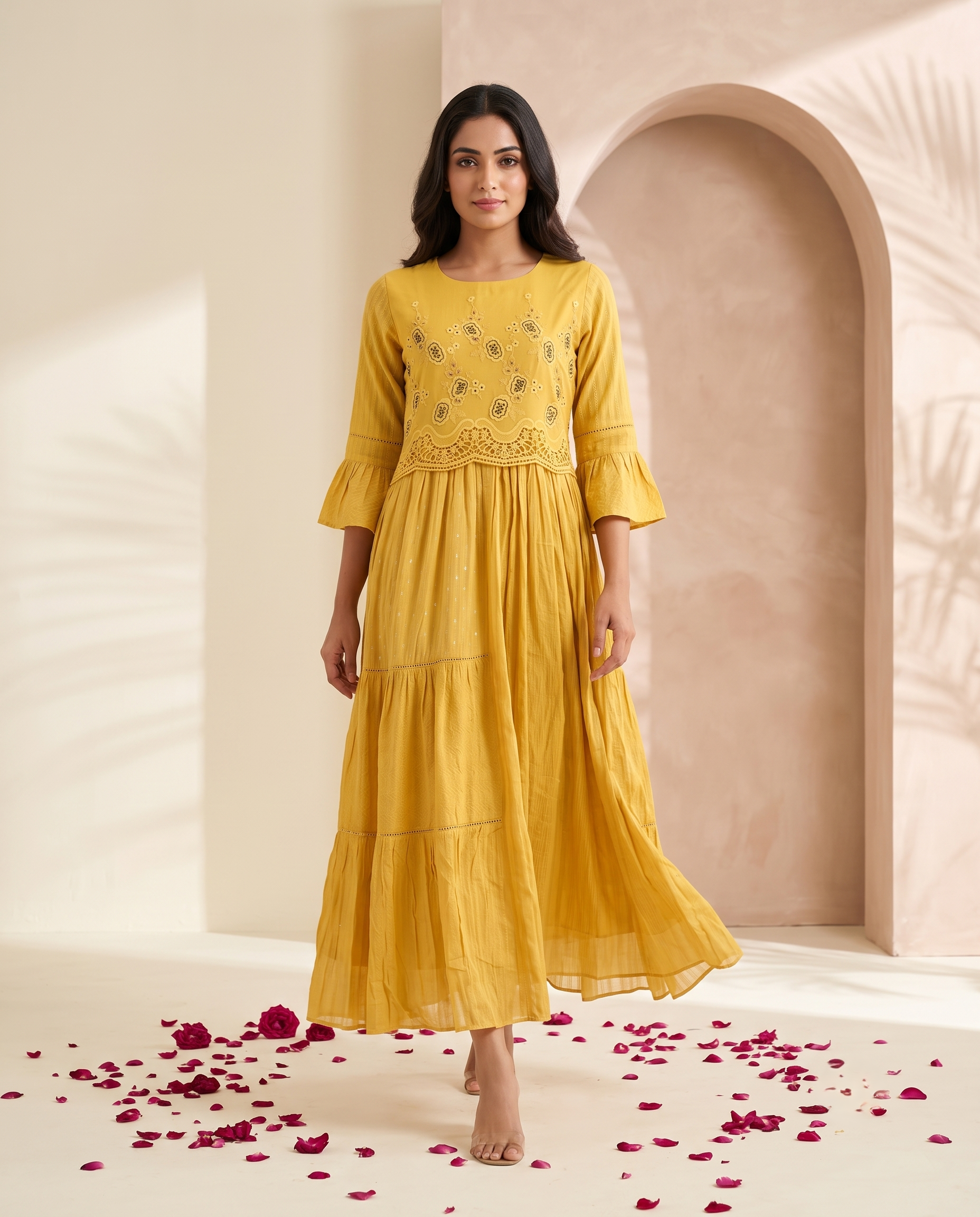 THE GOLDEN BLOOM MUL COTTON DRESS