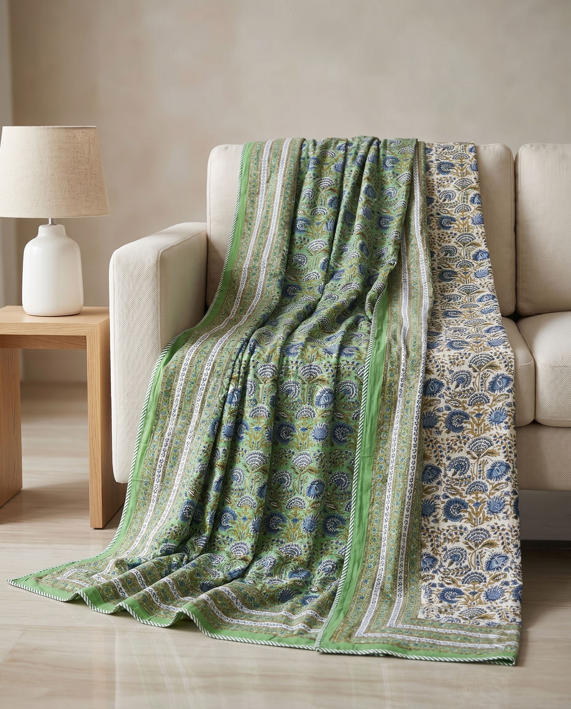 HERITAGE FLORAL REVERSIBLE COTTON DOHAR