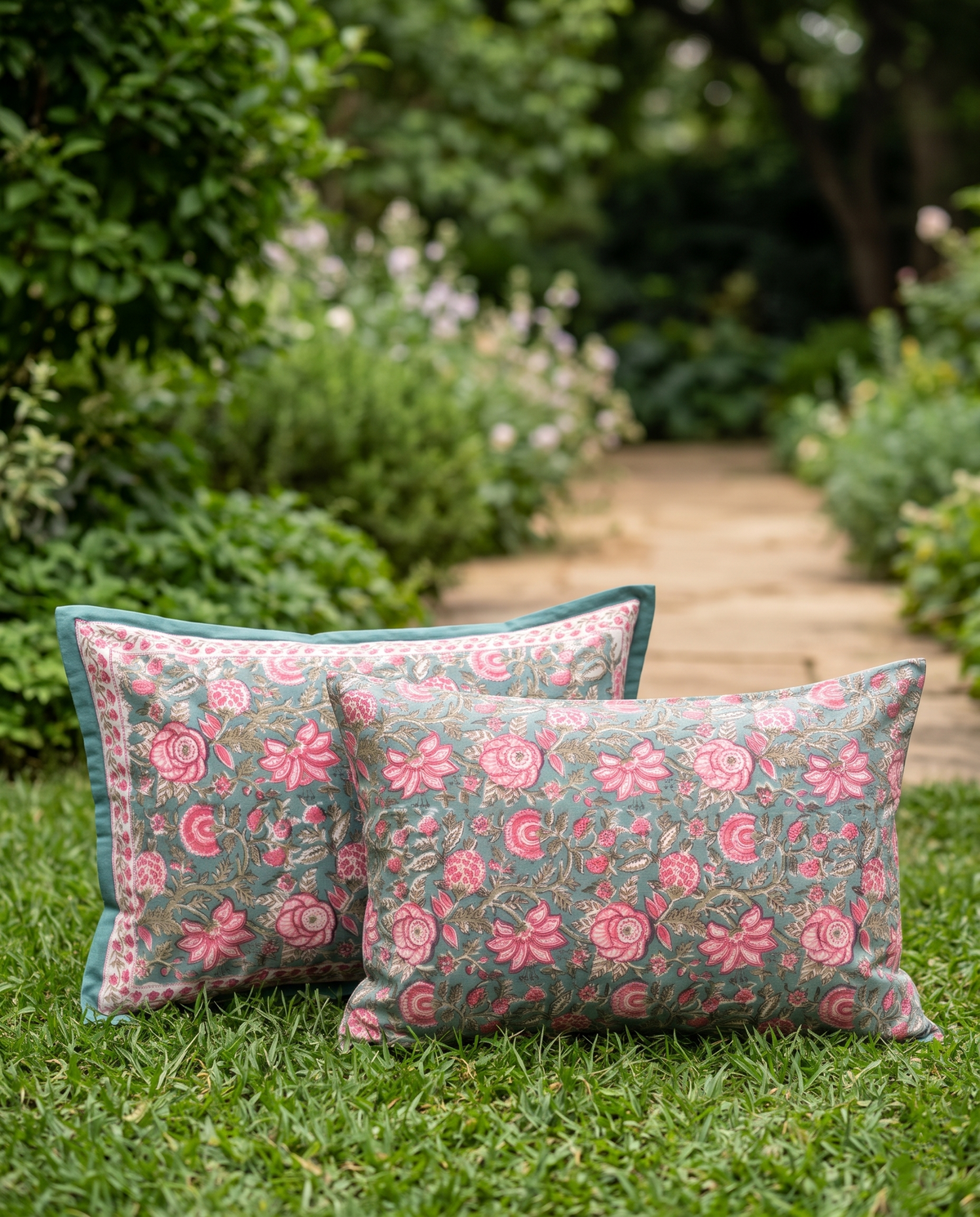The Sage Pink Floral Garden Thick Cotton Bedsheet