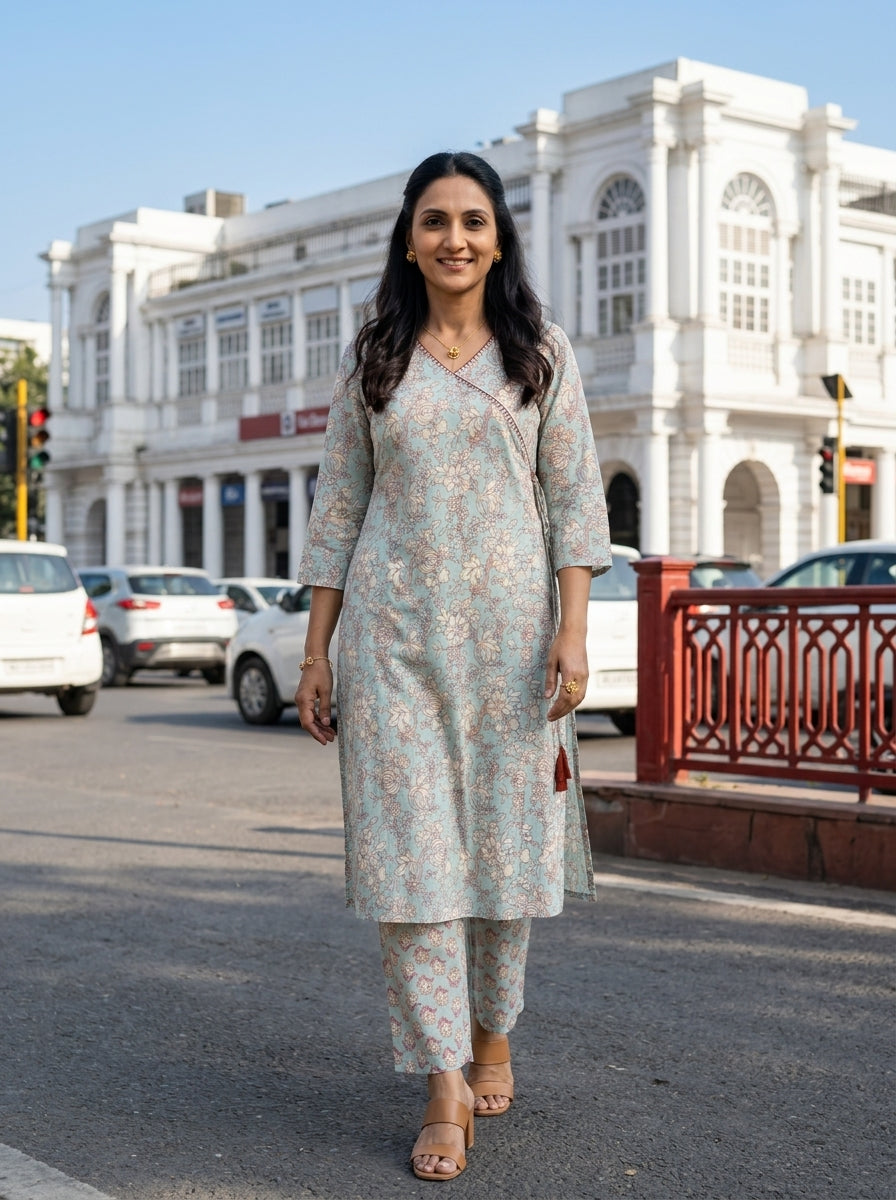 NAZAAKAT SKY BLUE COTTON KP SET