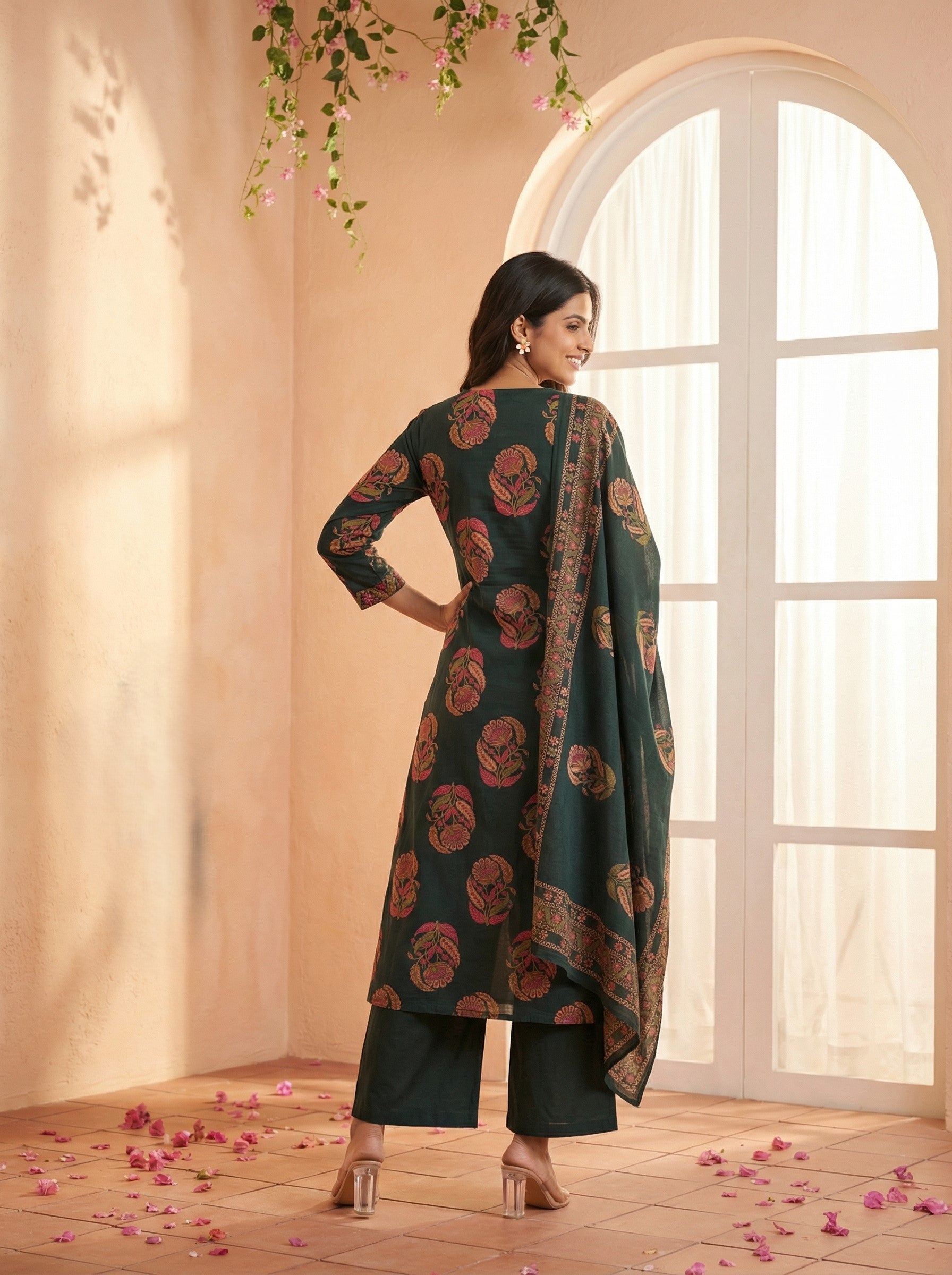Blue Cotton Floral KPD Set