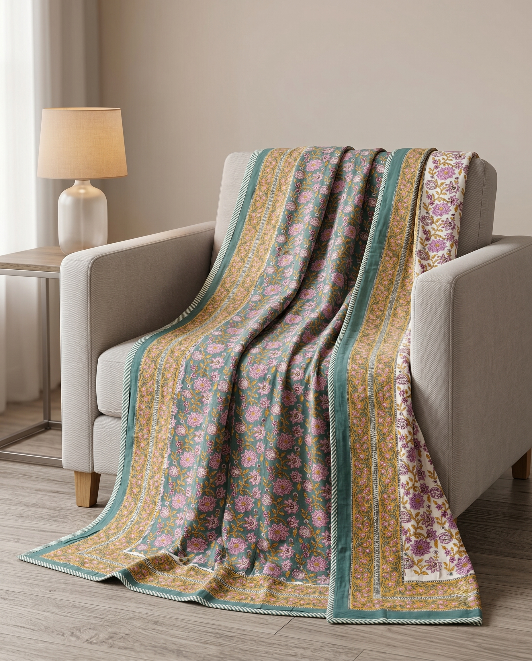 SAGE ORCHID BLOOM REVERSIBLE COTTON DOHAR