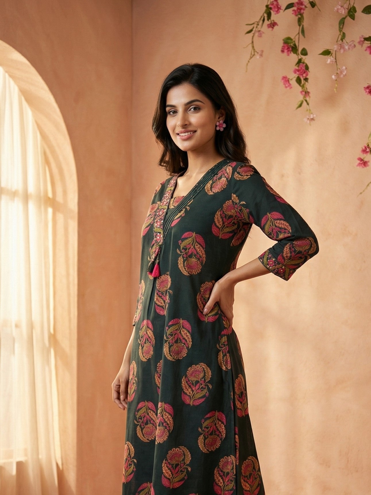 Blue Cotton Floral KPD Set