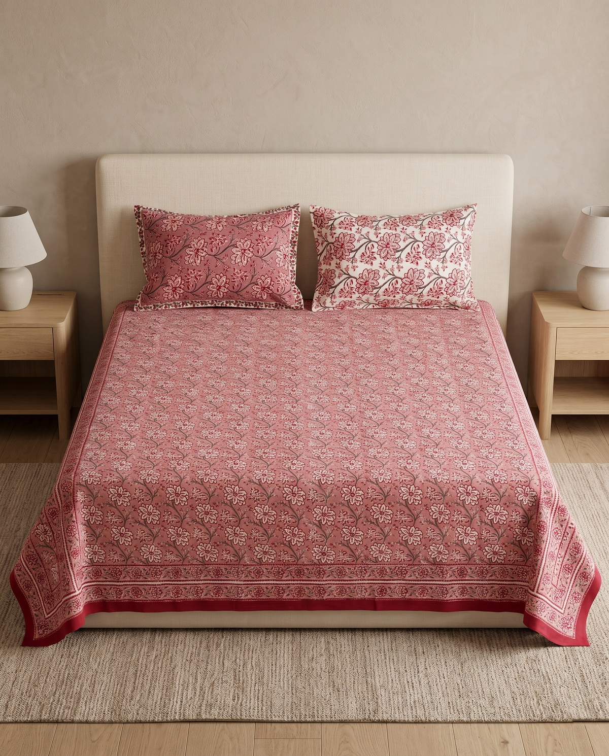 The Dusty Rose Blossom Thick Cotton Bedsheet