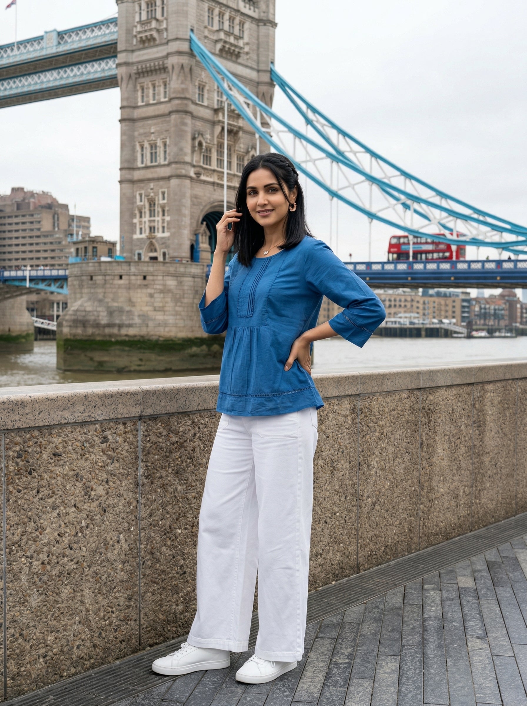 THE ELARA BLUE COTTON TOP
