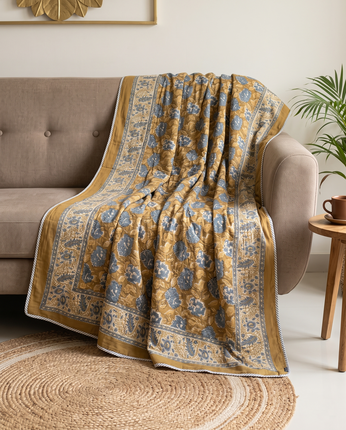 NEEL HYDRANGEA FLORAL HAND BLOCK COTTON DOHAR