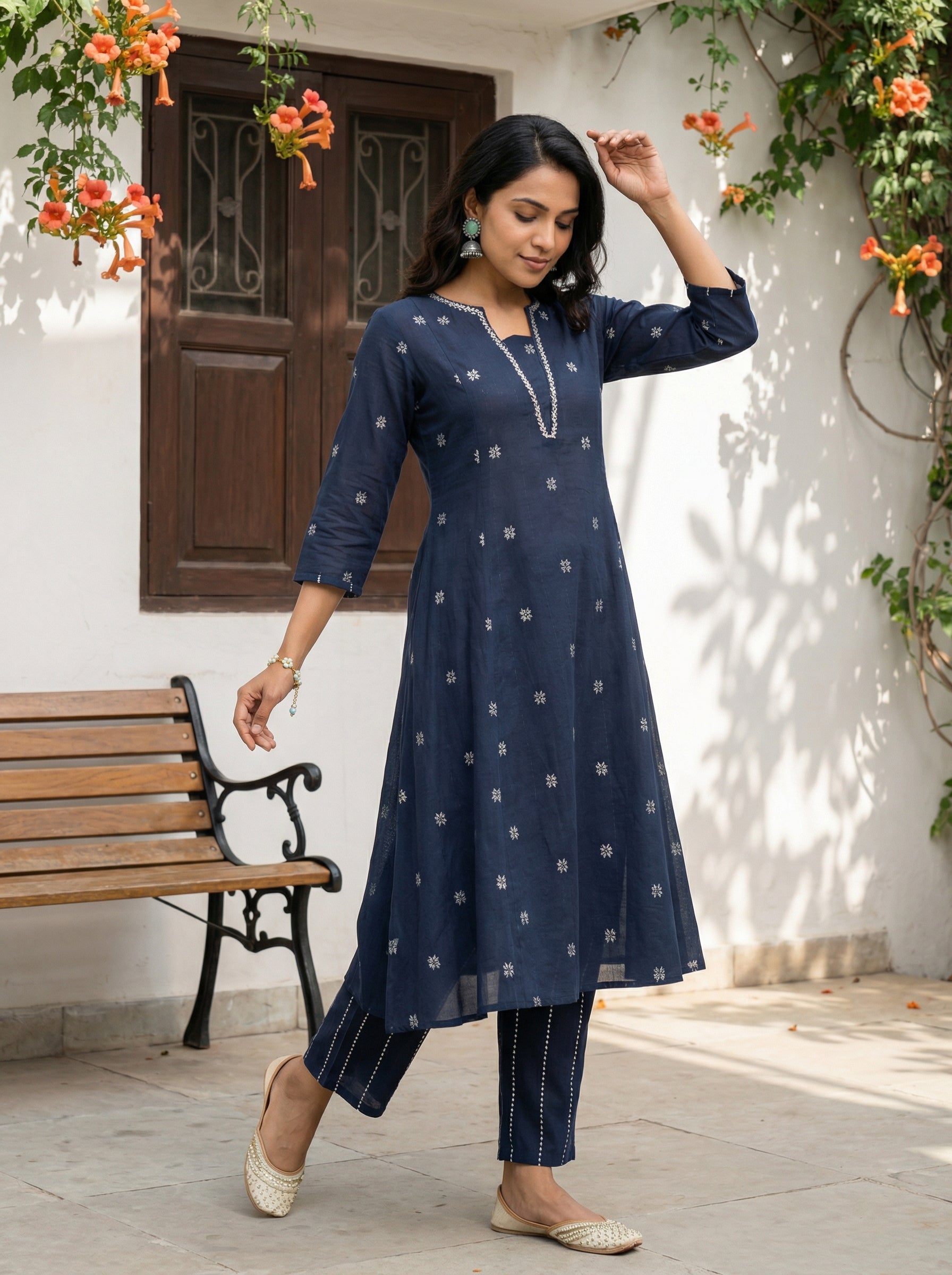 WHISPER OF HANDLOOM WEAVES BLUE SOUTH COTTON KP SET