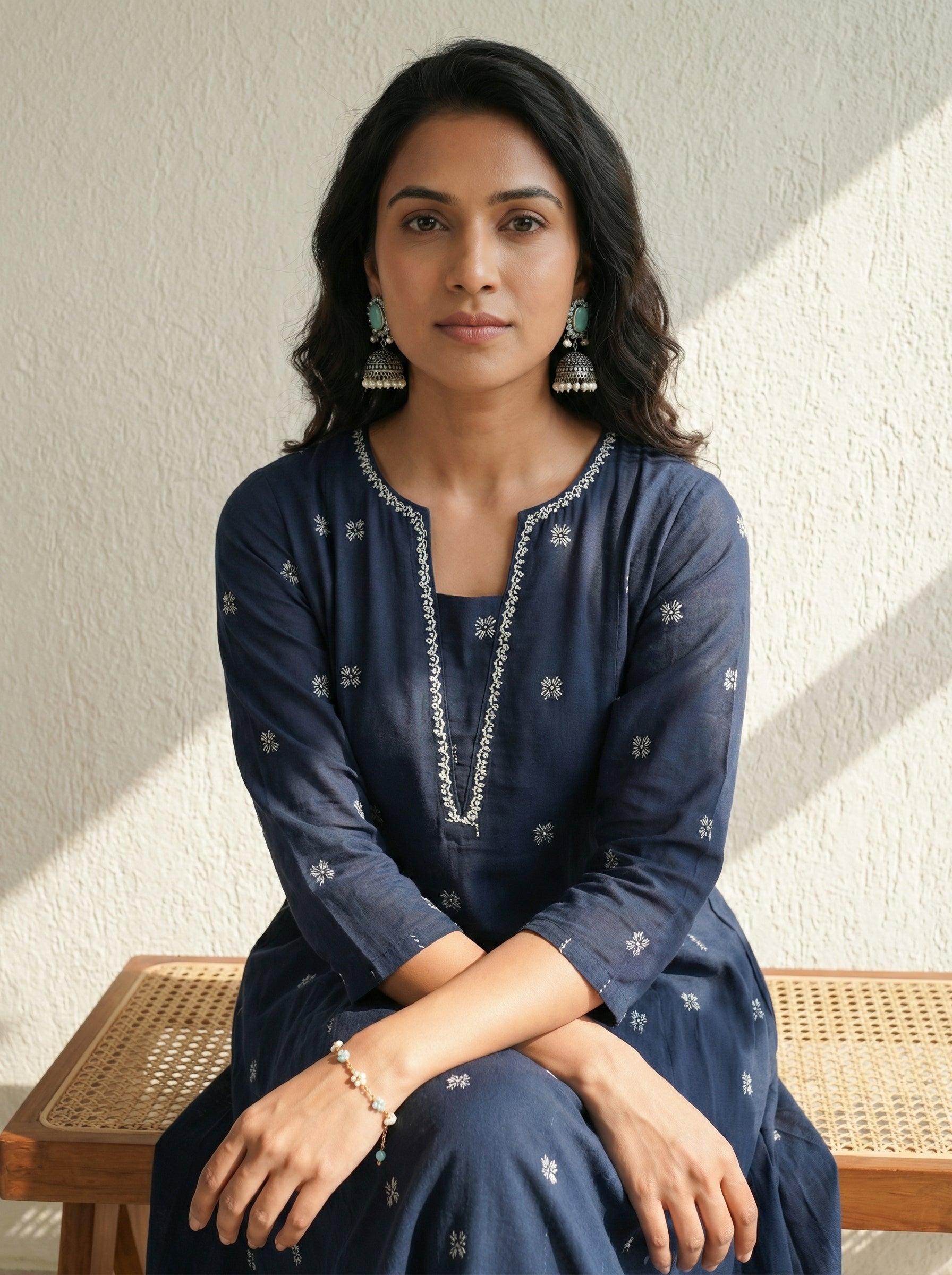 WHISPER OF HANDLOOM WEAVES BLUE SOUTH COTTON KP SET