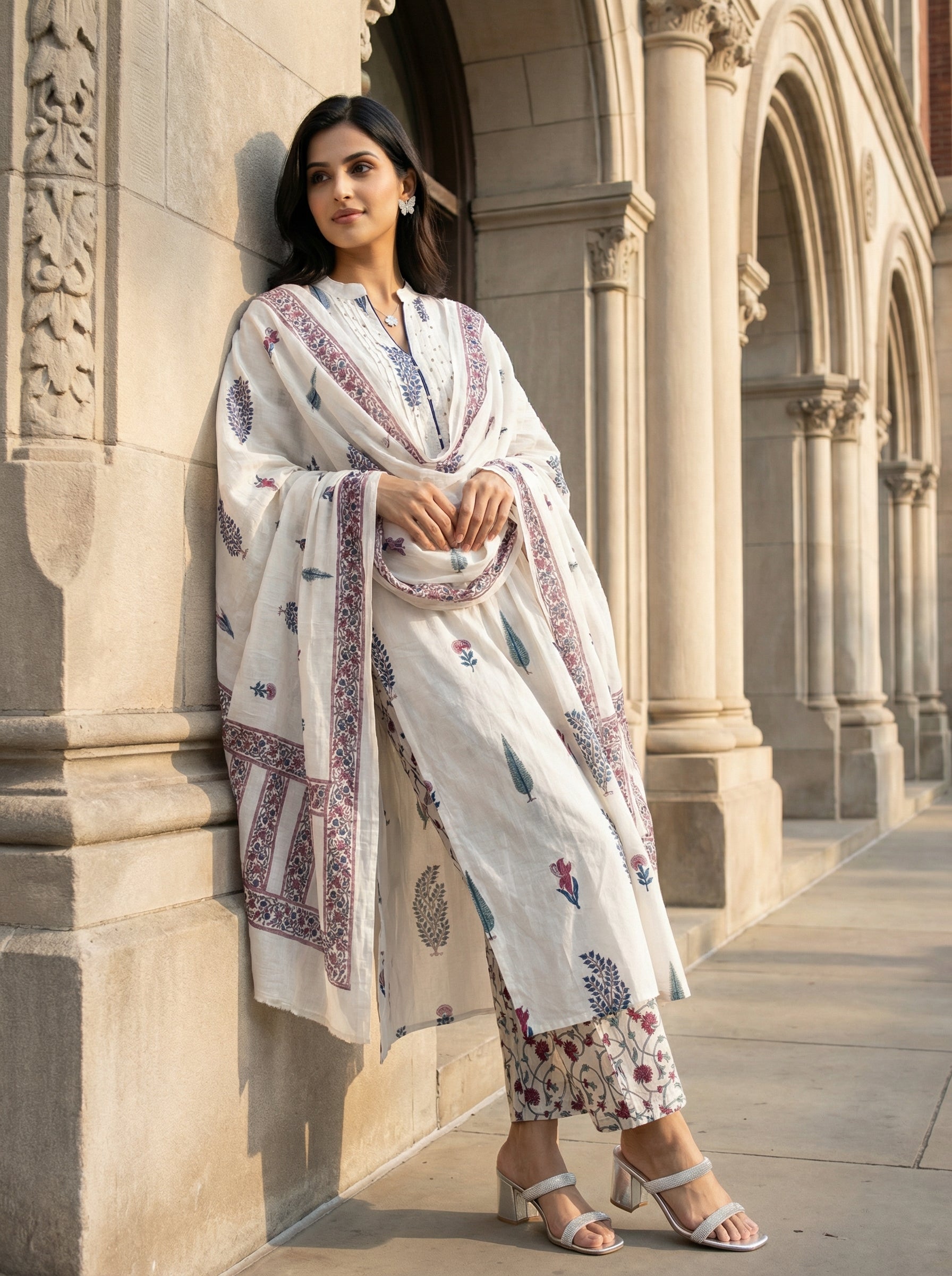 FLORAL CRAFT WHITE COTTON 3PC SET