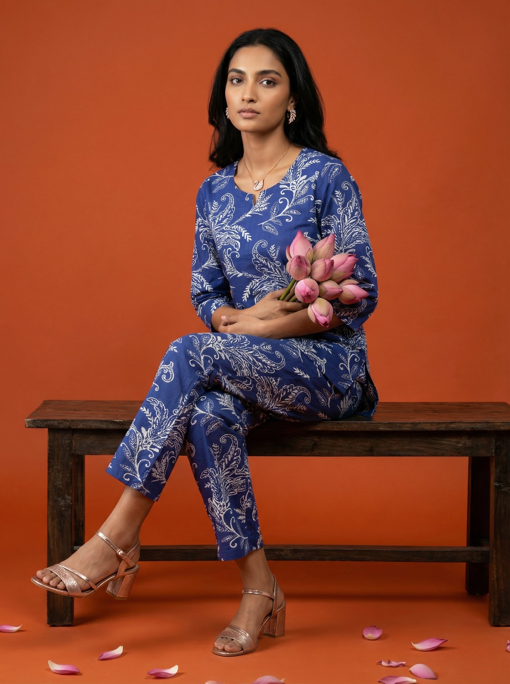 Handprinted Classic Blue Cordset
