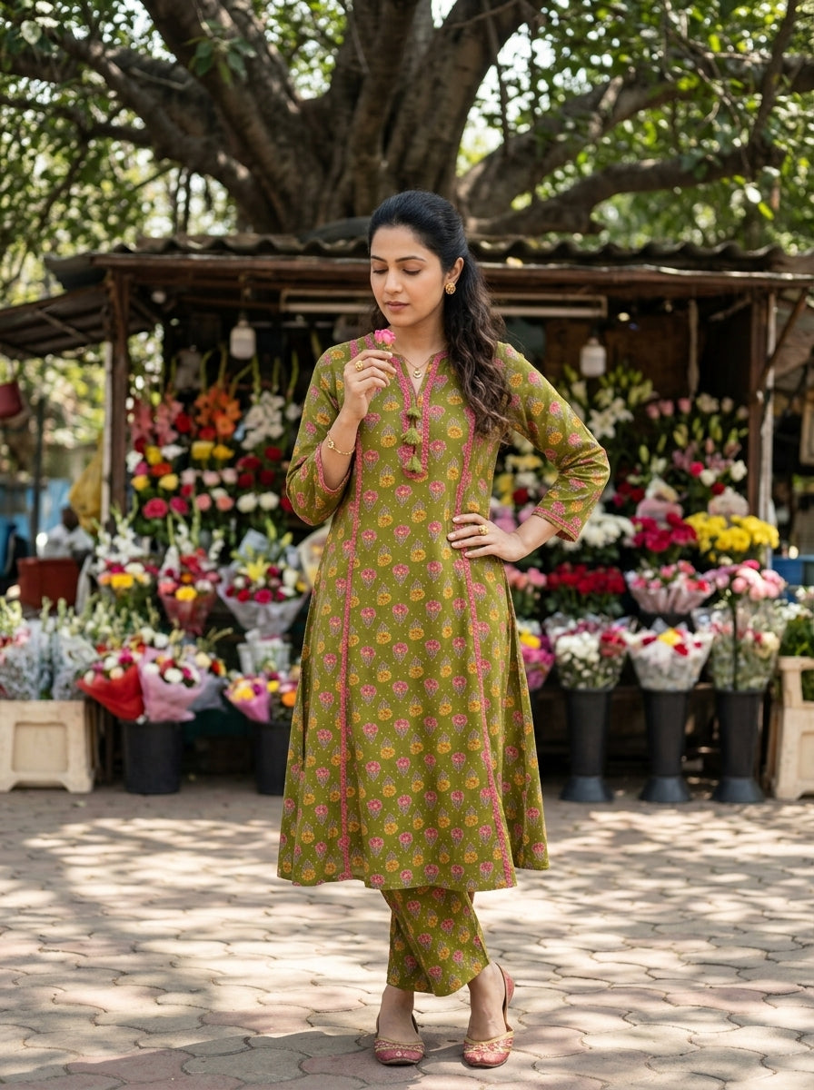 Green Riwayat Cotton KP Set