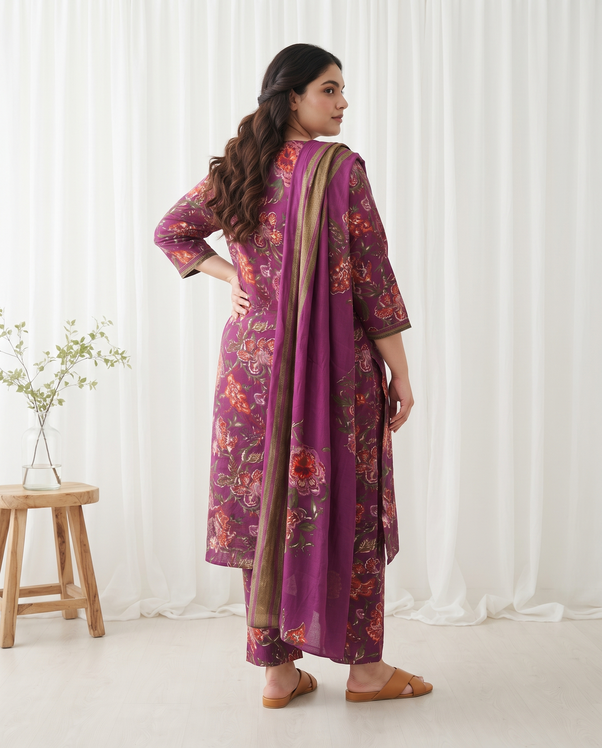 MYRA FLORAL 3 PC SET - PLUM